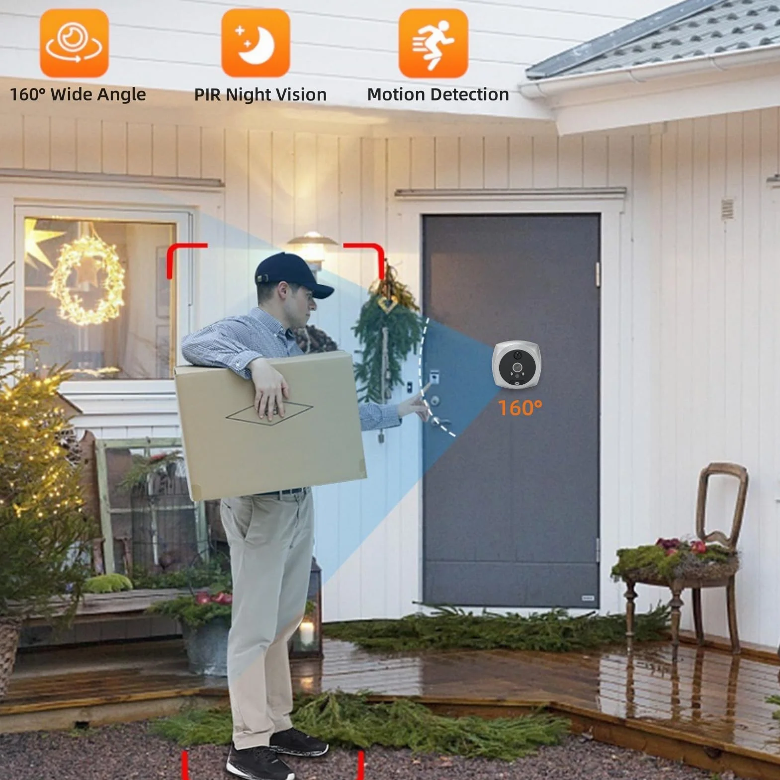 4,5-calowy Inteligentny Cyfrowy Wizjer do Drzwi, Wizjer do Drzwi 160 Stopni 1080P 2MP Dzwonek do Drzwi z kamerą z Noktowizorem na podczerwień dla Bezpieczeństwa w Mieszkaniu