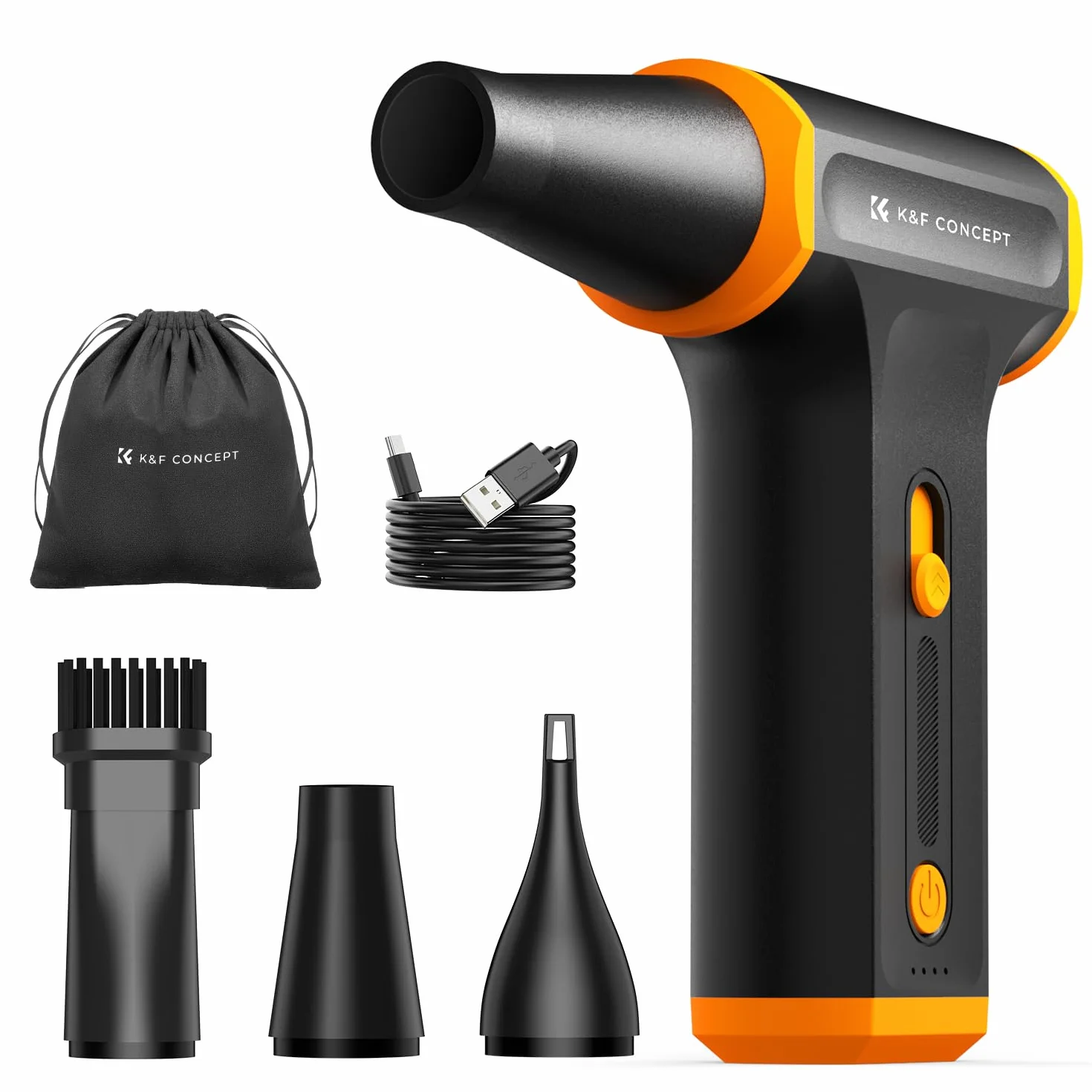 K&F CONCEPT Elektryczna Dmuchawa-Air Duster z Funkcją Odkurzania 110 000 obr./min, Mini Dmuchawa z Regulacją Prędkości, Obsługująca Szybkie Ładowanie, do PC, Klawiatur, Domu i Zastosowań Zewnętrznych