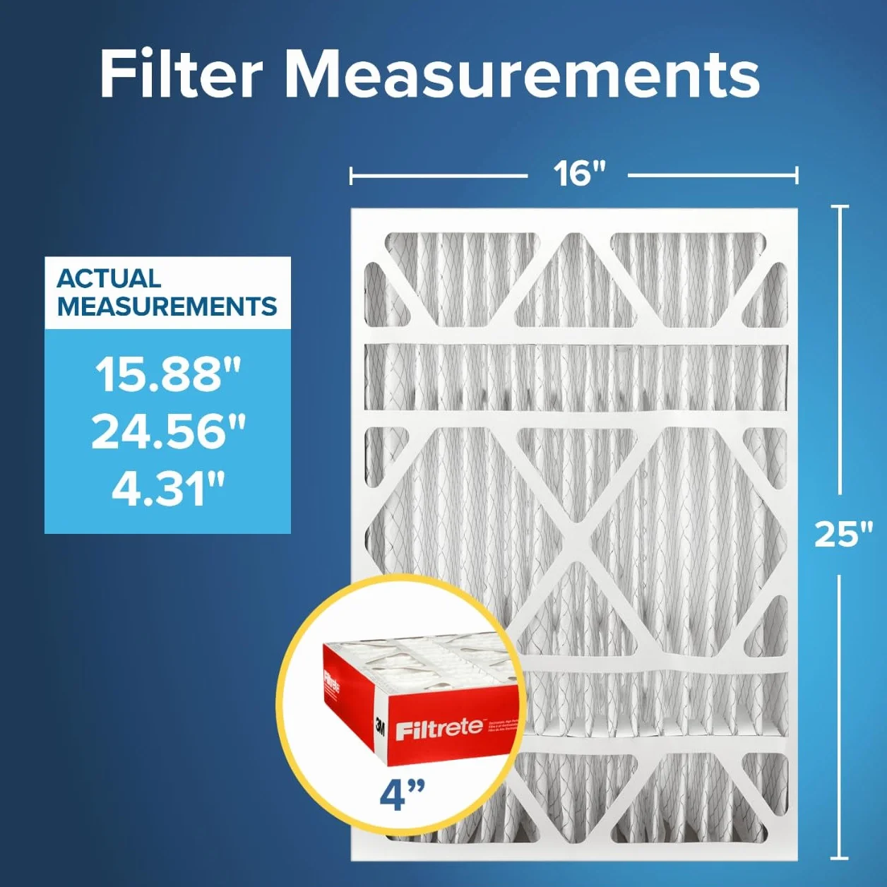 Filtrete Filtr powietrza 16 x 25 x 4, MPR 1000, MERV 11, ochrona przed alergenami 12 miesięcy, 4-calowe filtry powietrza, 4 filtry (40 cm x 62,4 cm x 10,9 cm)