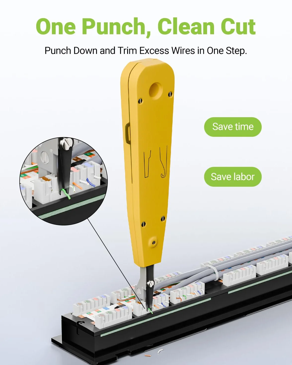 Narzędzie do dziurkowania, narzędzie Ethernet Punchdown Krone do gniazda RJ45 Cat5/Cat6/Ca6A kabel telefoniczny RJ11 profesjonalne narzędzia do wkładania zacisków z hakiem do ściągania izolacji