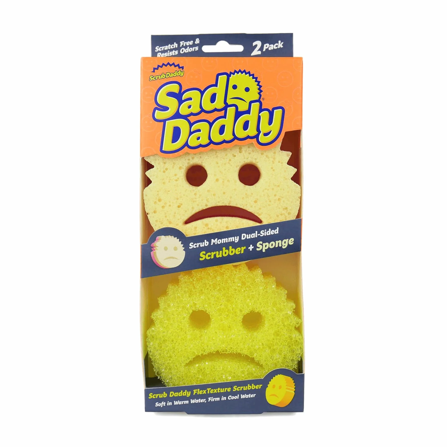 Scrub Daddy & Scrub Mommy Cranky Couple, Smiley Face Gąbki do czyszczenia i mycia naczyń, opakowanie 2 szt