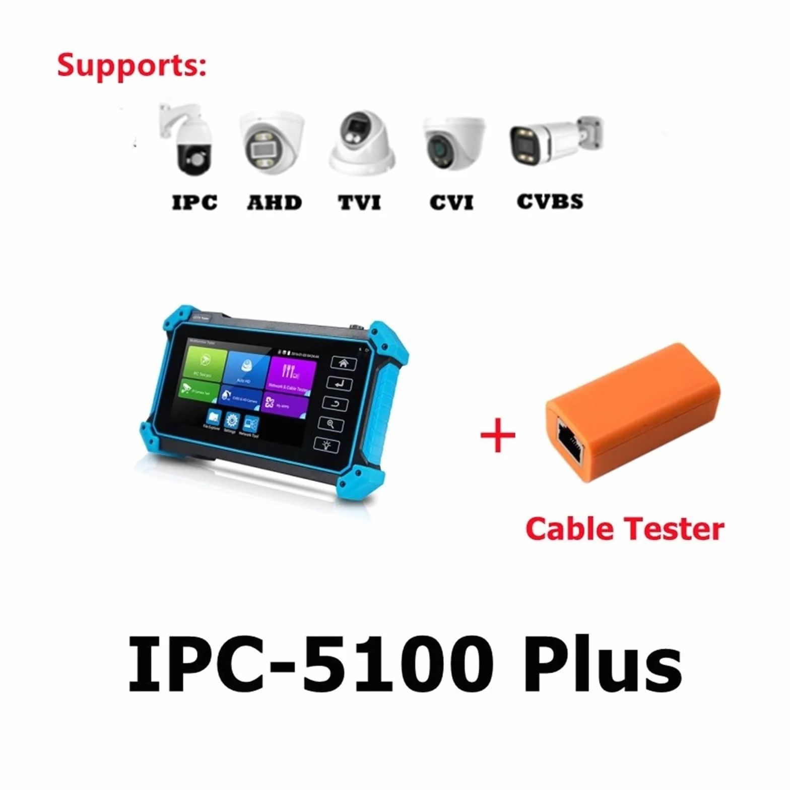Tester CCTV, IPC-5200C Tester CCTV IPC Plus | Z 8MP AHD CVI TVI SDI Tester kamery 12MP Tester kamery IP 5,4" Ekran dotykowy Tester kabla do testowania kamer CCTV i IP.
