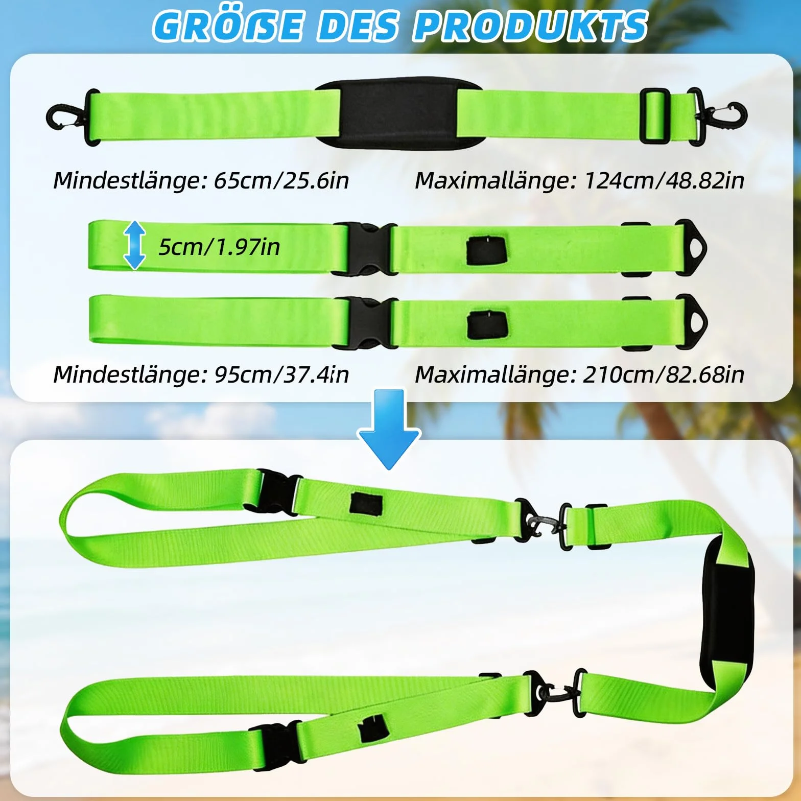 SUP pasek do noszenia, regulowany pasek do noszenia, akcesoria SUP, pasek do noszenia deski surfingowej, deski do wiosłowania, kajaka, longboard, kajaka i SUP Paddle