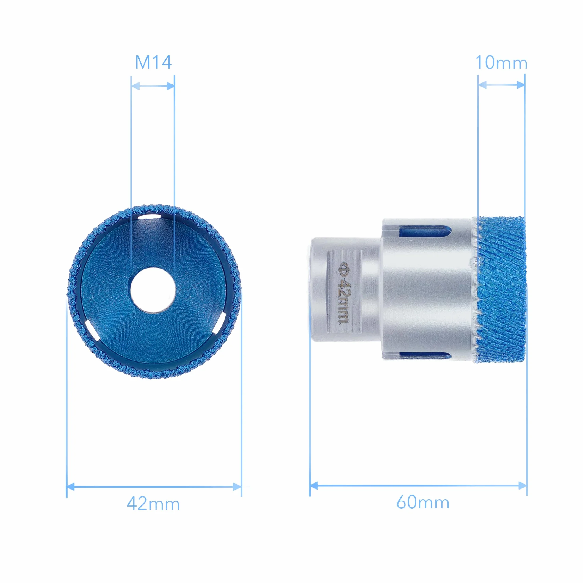 PRODIAMANT Matrix wiertło do płytek ø 42 mm PD-MATRIX diamentowa koronka wiertnicza do płytek, ceramiki, gresu i kamienia naturalnego z uchwytem M14 do szlifierek kątowych