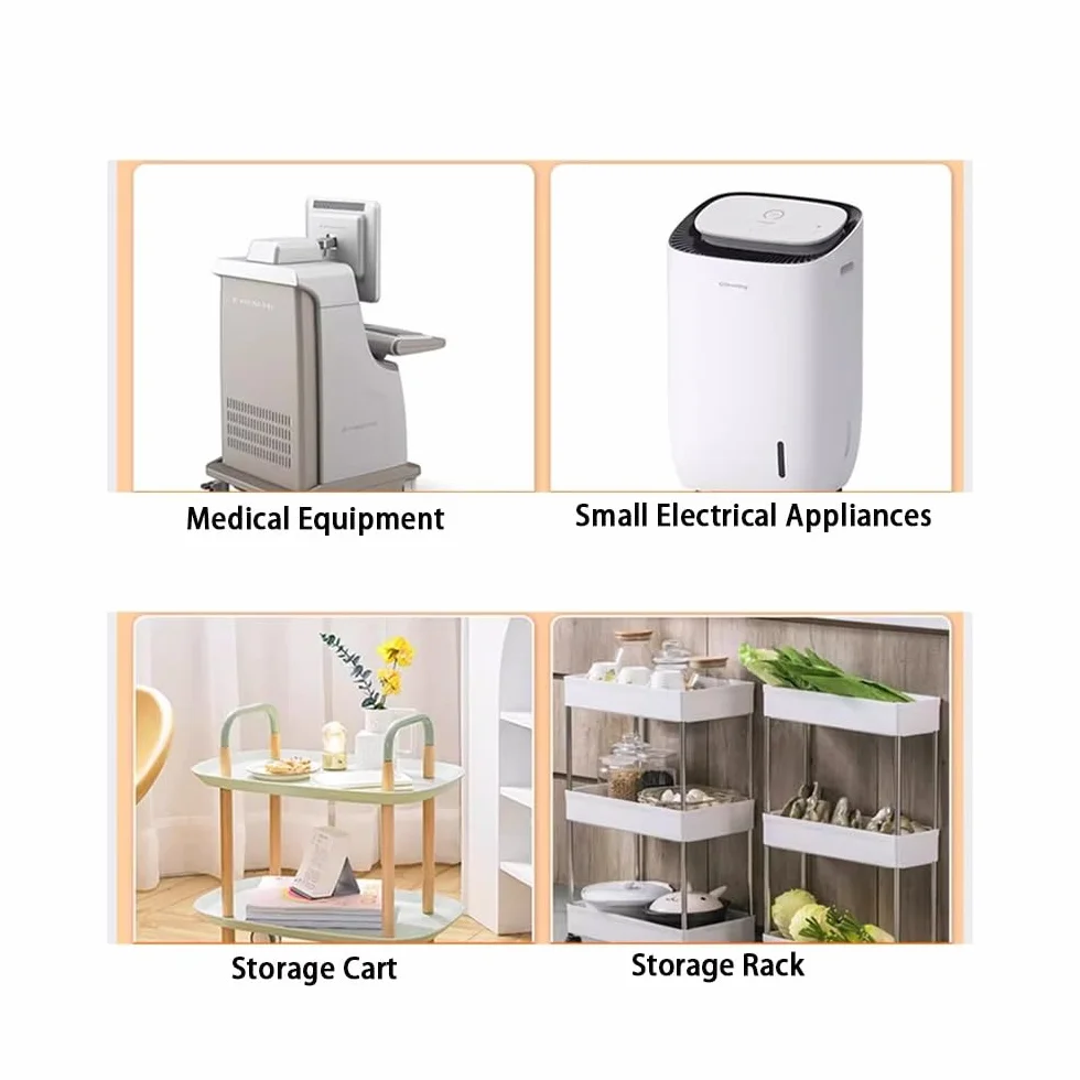 Koła gwintowane M10, ciche kółka skrętne 3 cale z hamulcami, 4 szt. gumowych kółek TPE do wózków, mebli, regałów magazynowych (2 Swivel+2 z hamulcami)