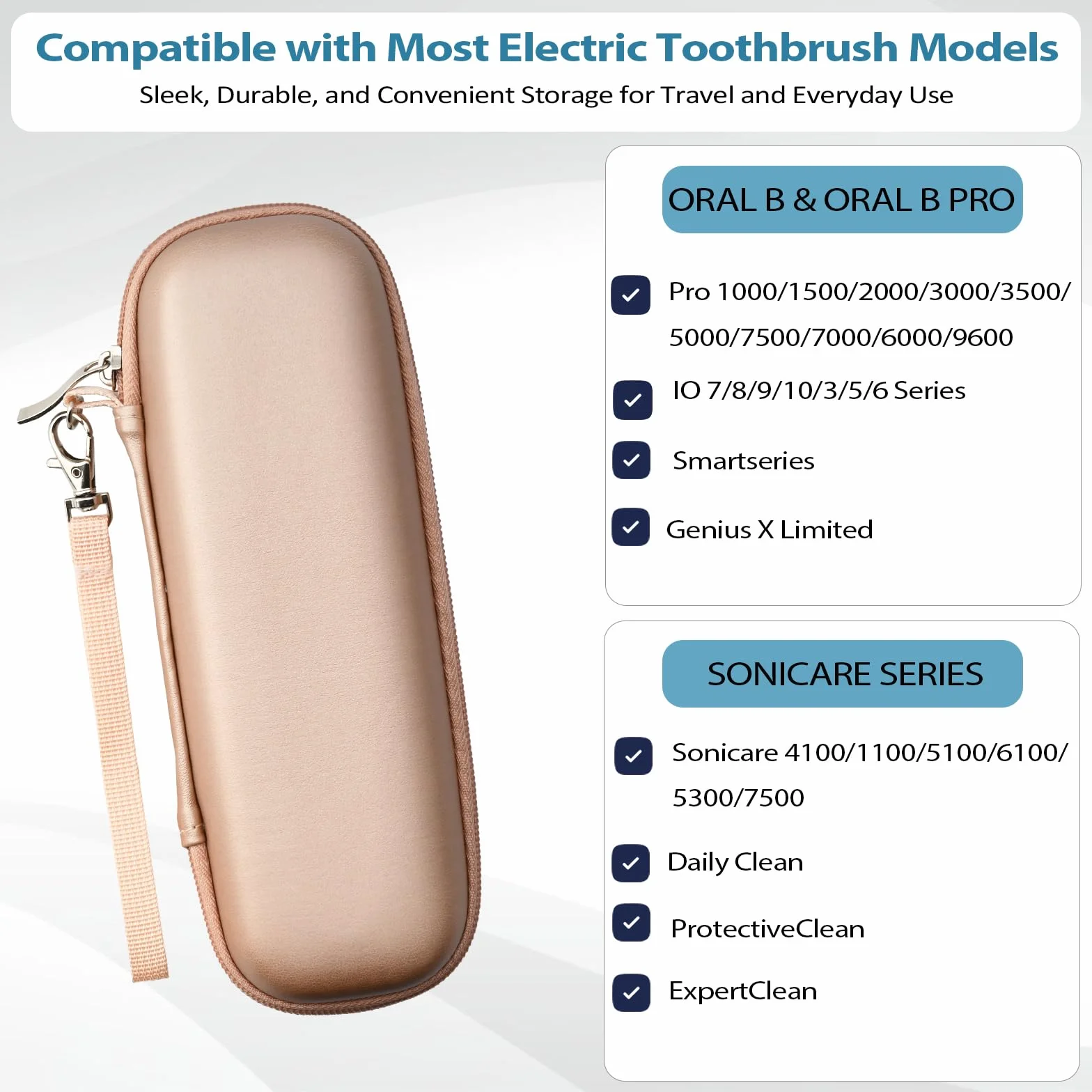 2 Sztuki Etui Podróżne na Szczoteczkę Elektryczną do Oral B iO/Oral B Pro/Philips Sonicare, Przenośny Uchwyt na Szczoteczkę Elektryczną, Twarde Etui na Podróż (Czarny + Różowe Złoto)