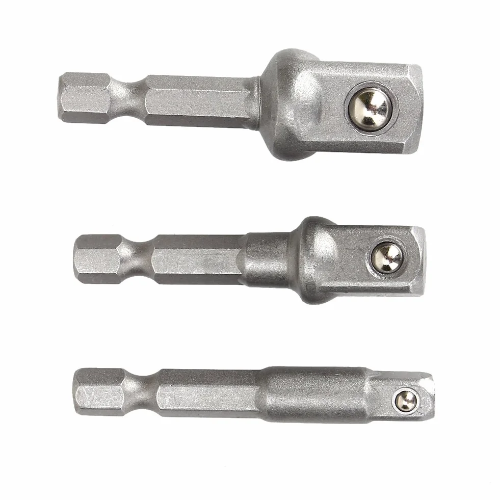Zestaw kluczy nasadowych, adapter nasadowy do wiertarki Adapter wkrętarki udarowej 1/4" 3/8" 1/2", 3-częściowy zestaw wierteł nasadowych Bar ExSet, do wkrętarki akumulatorowej klucza nasadowego