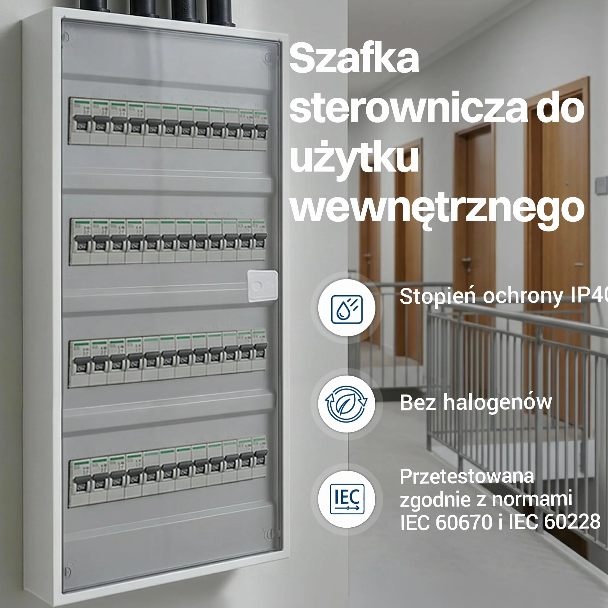 Intratec ALPHA Rozdzielnica natynkowa 4-rzędowa – Skrzynka rozdzielcza na 48 modułów z przezroczystymi drzwiami – Obudowa DIN do domu i zastosowań profesjonalnych – 650 × 310 × 96 mm