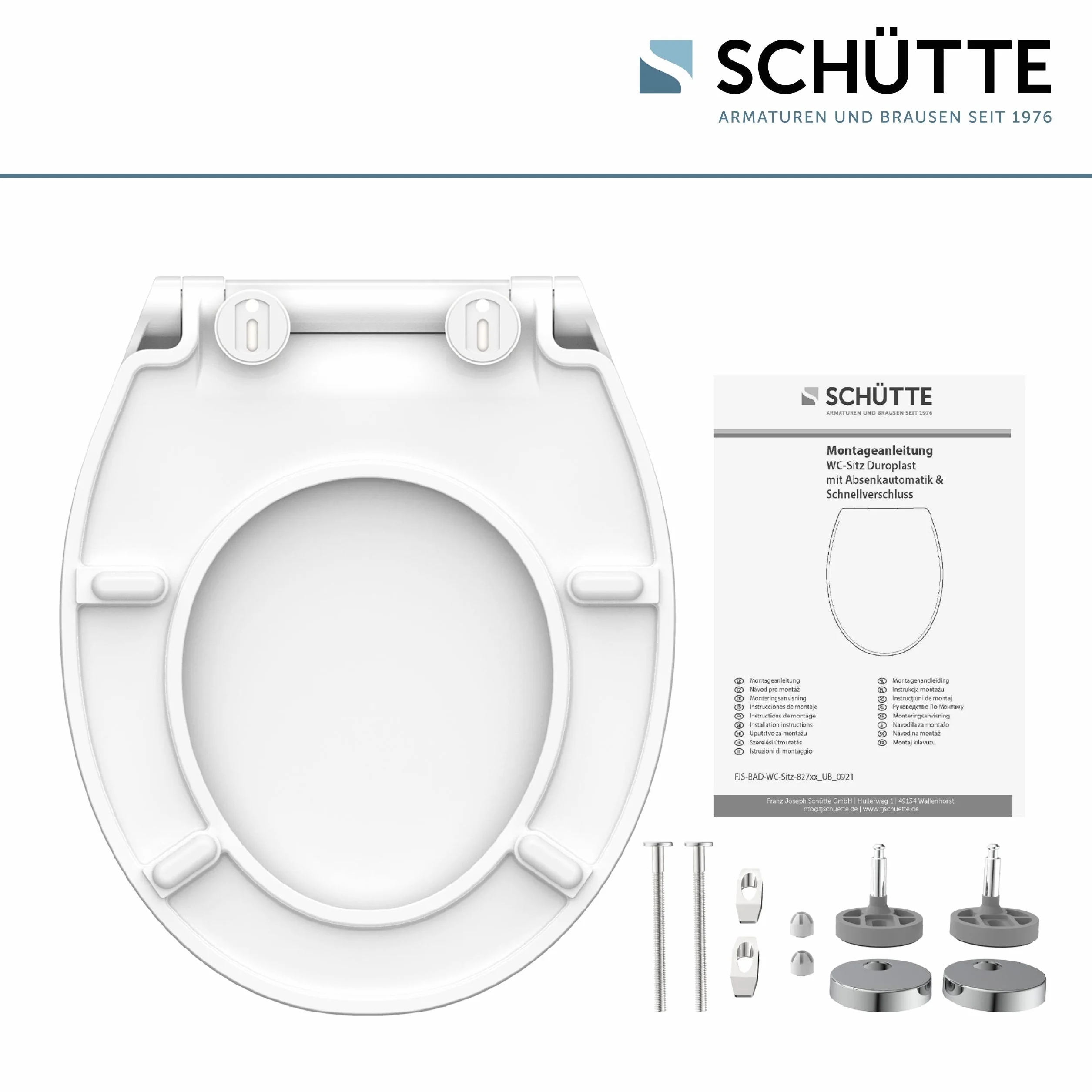 SCHÜTTE 82700 deska sedesowa Duroplast SLIM WHITE, deska sedesowa wolnoopadająca i szybkim zapięciem do łatwego czyszczenia, wyjątkowo płaski kształt, maksymalne obciążenie 150 kg, biała