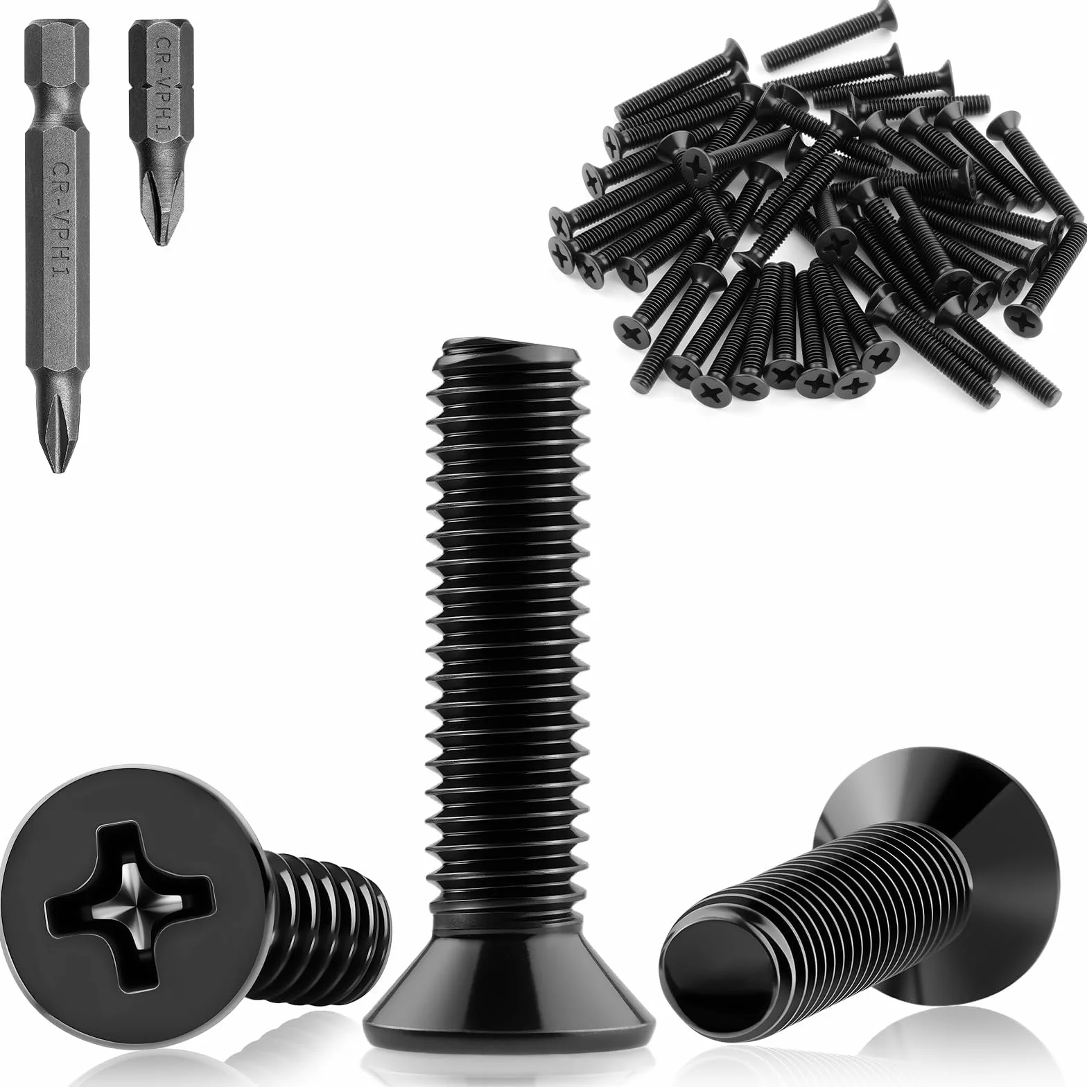 Mbsomnus 60 sztuk śrub z łbem stożkowym M4 x 10 mm, śruby z łbem stożkowym M4, śruby gwintowane z łbem płaskim do drzwi, okien, stołów, krzeseł, ogrodzeń