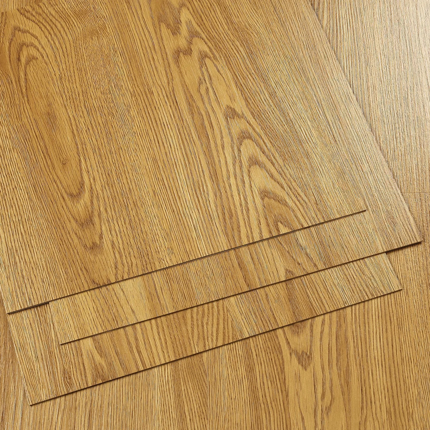 Decotalk Podłoga PCV Naturalny kolor drewna naklejka do kuchni 30 x 30 cm 30 sztuk 3,15 m² płytki samoprzylepne podłoga łazienka kuchnia zmywalna powłoka folia pokrywa płytki samoprzylepne