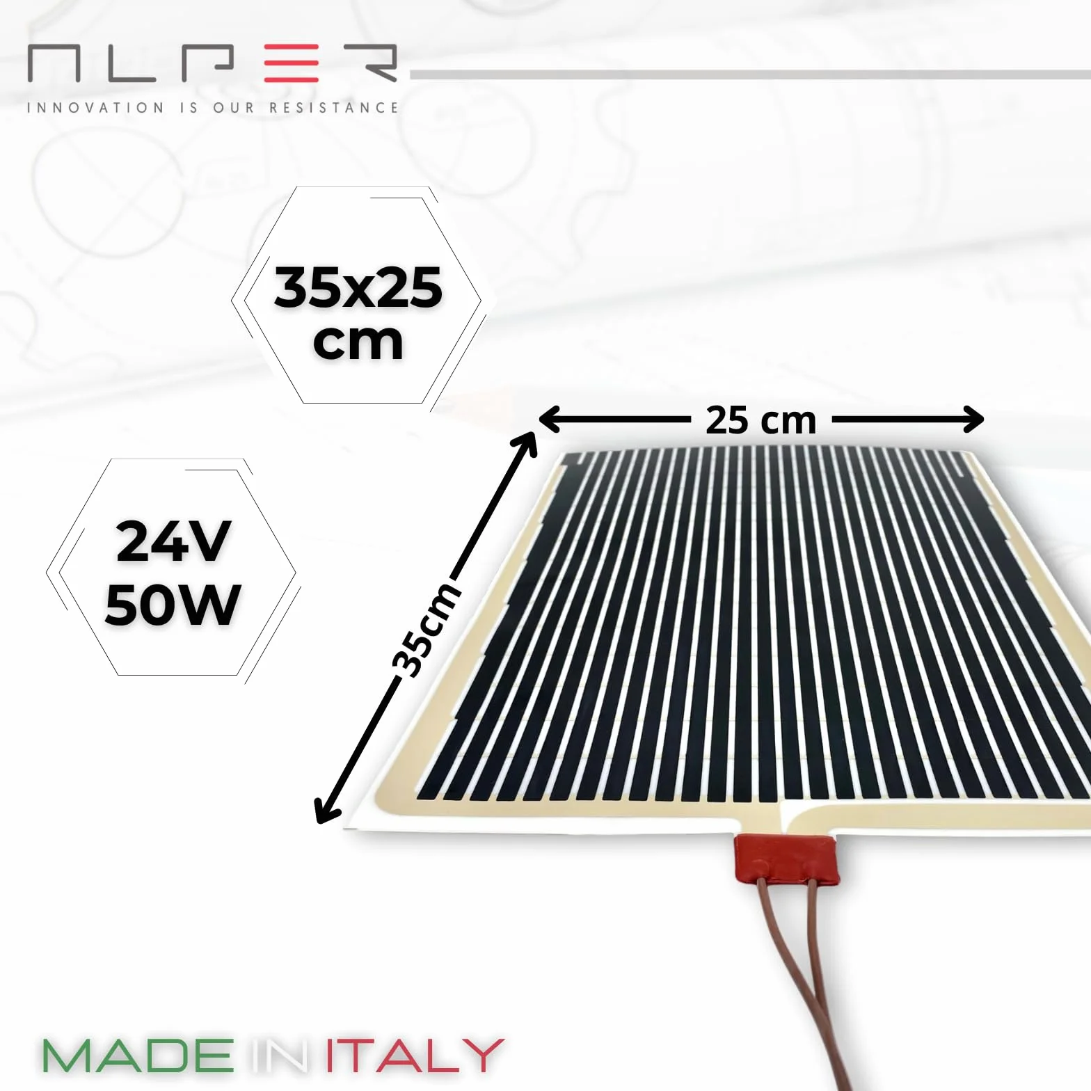 ALPER folia oporowa element grzejny 35x25cm PET poliester samoprzylepny 24V 50W