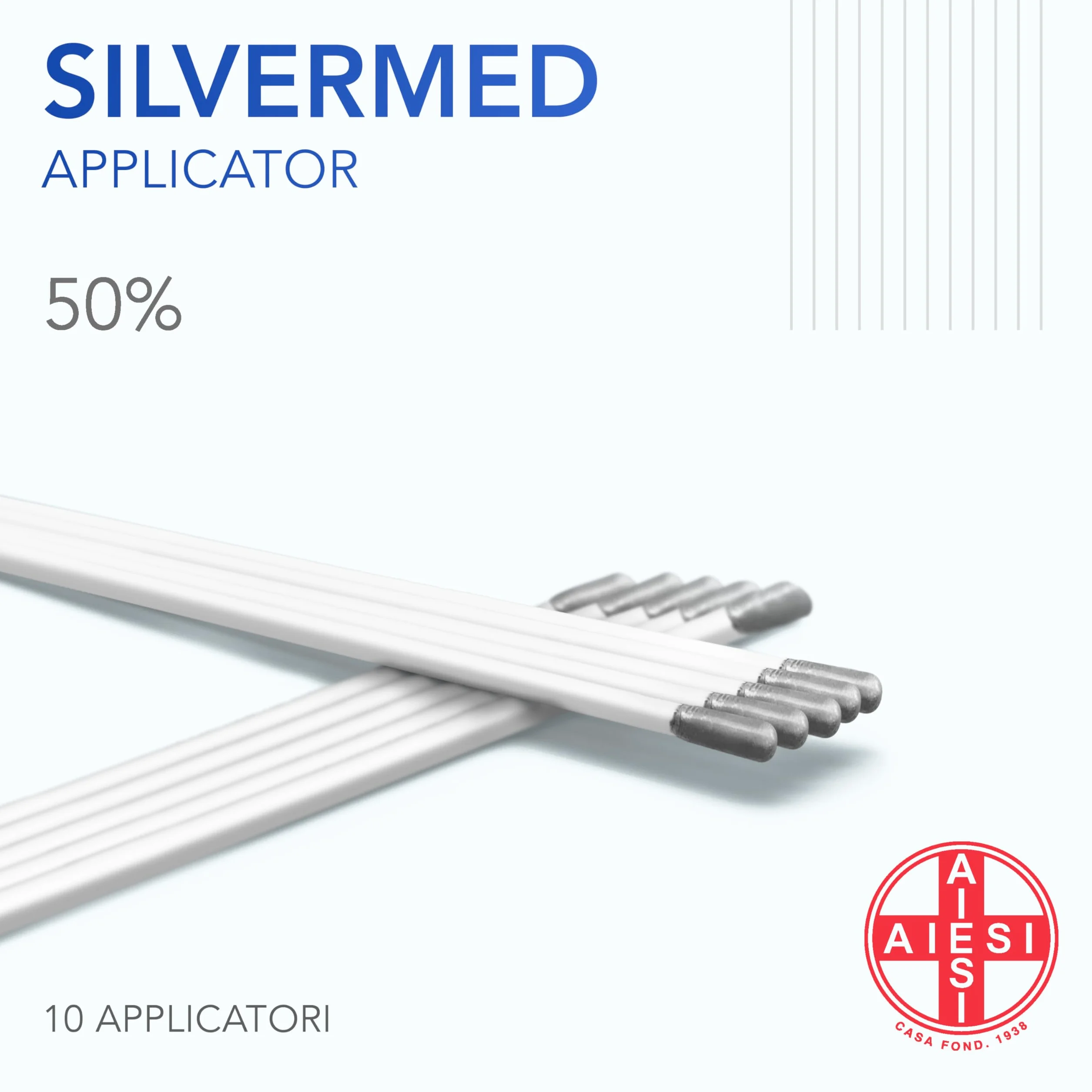 AIESI® Pałeczki z azotanu srebra 50% do leczenia brodawek i nagniotków SILVERMED 50 (Opakowanie 10 aplikatorów)