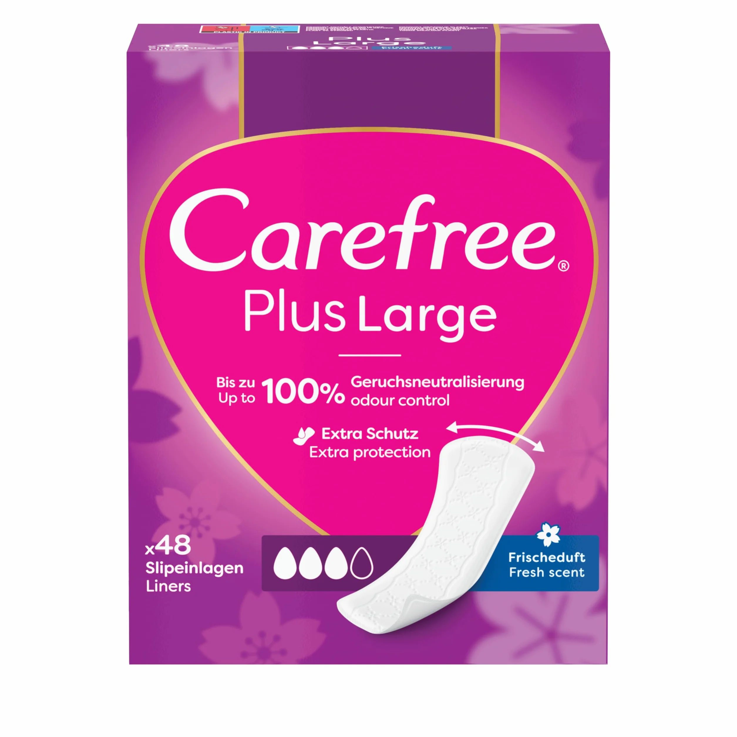 Carefree Plus Large Fresh 48 szt. Wkładki higieniczne, szersze, super chłonne