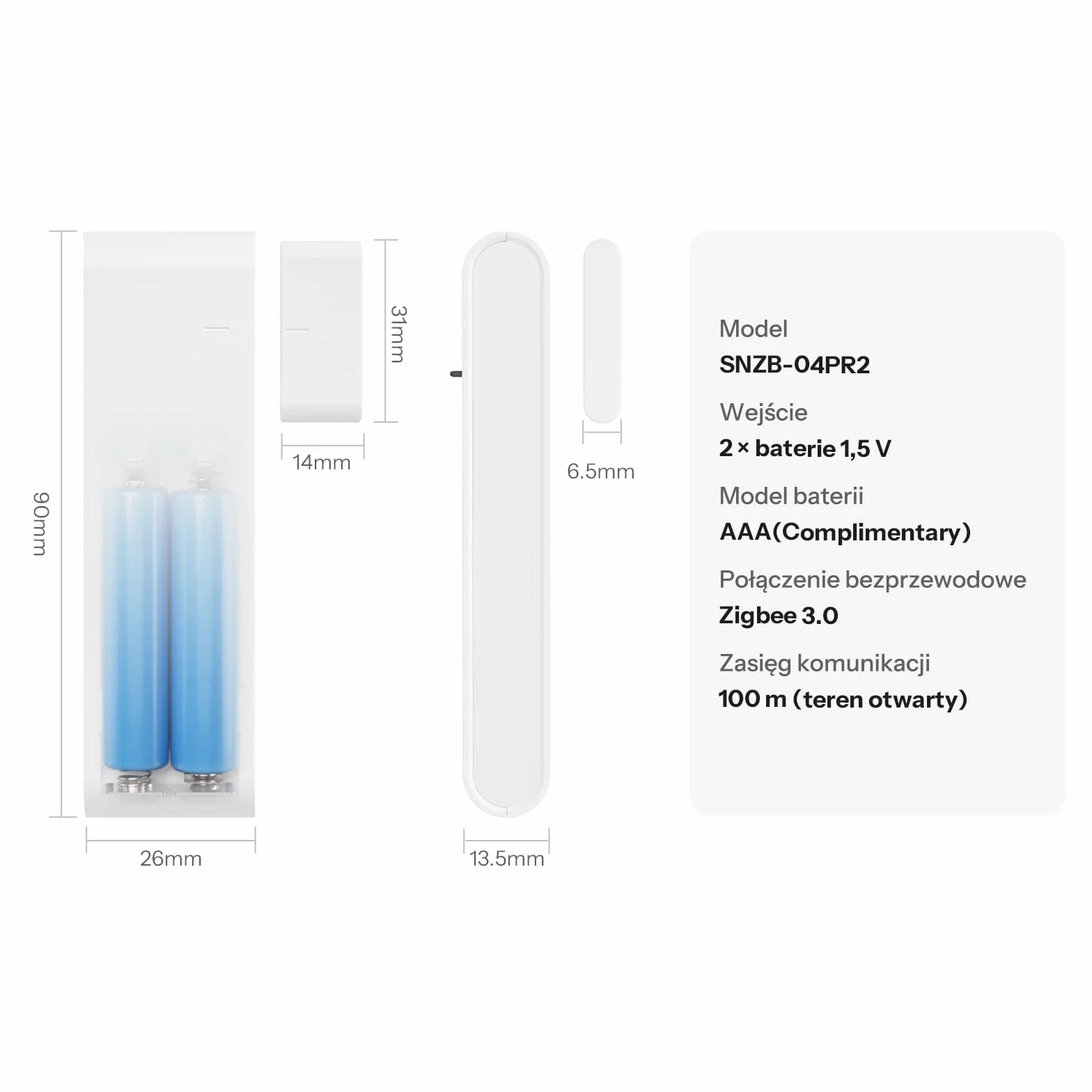 SONOFF SNZB-04PR2 czujnik okna Zigbee antysabotażowy kontakt okienny zestaw 4 szt.