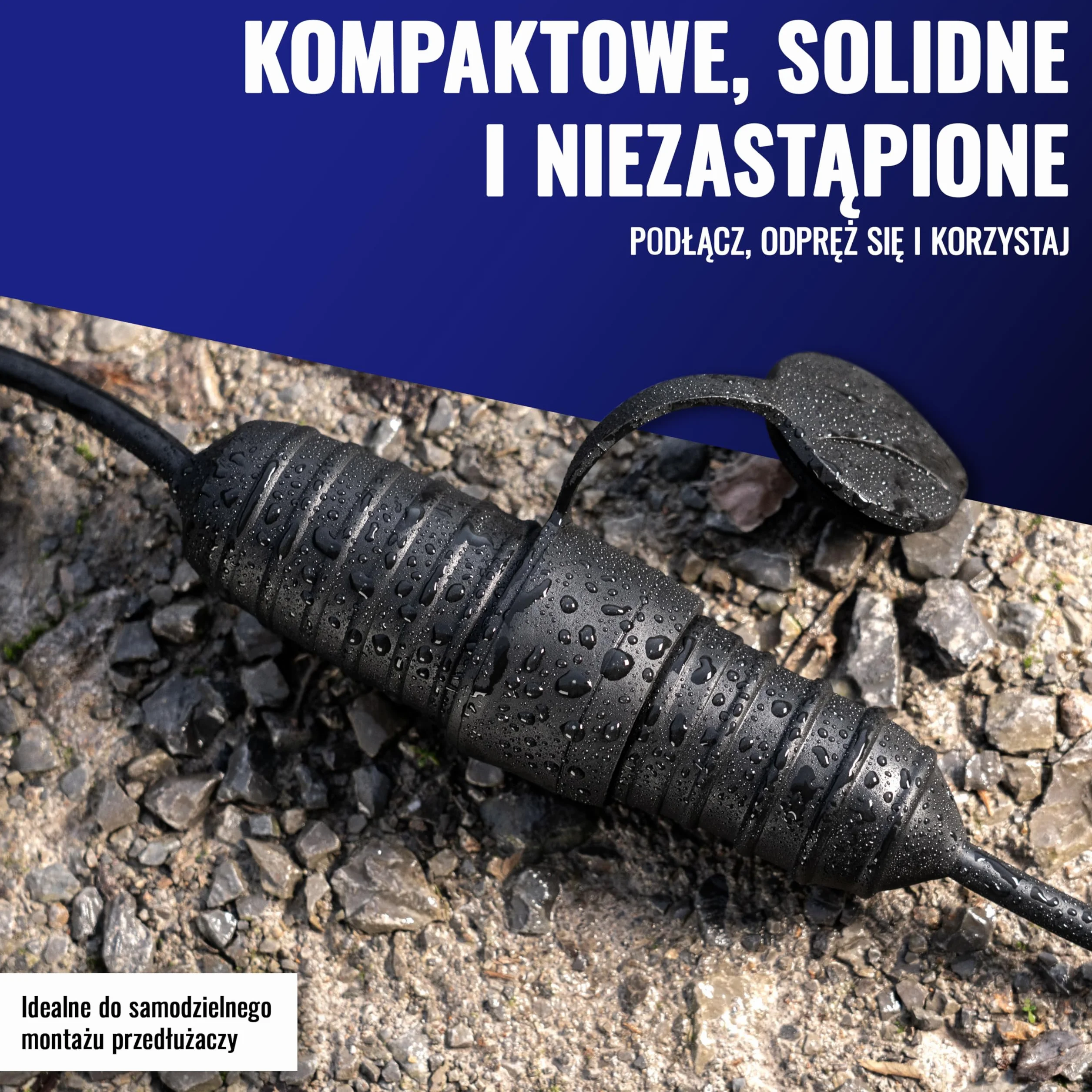 Poppstar 3x gumowe gniazdko z klapką ochronną, (2-biegunowe, 230V, 16A, IP44), wodoodporne, do użytku zewnętrznego, czarne