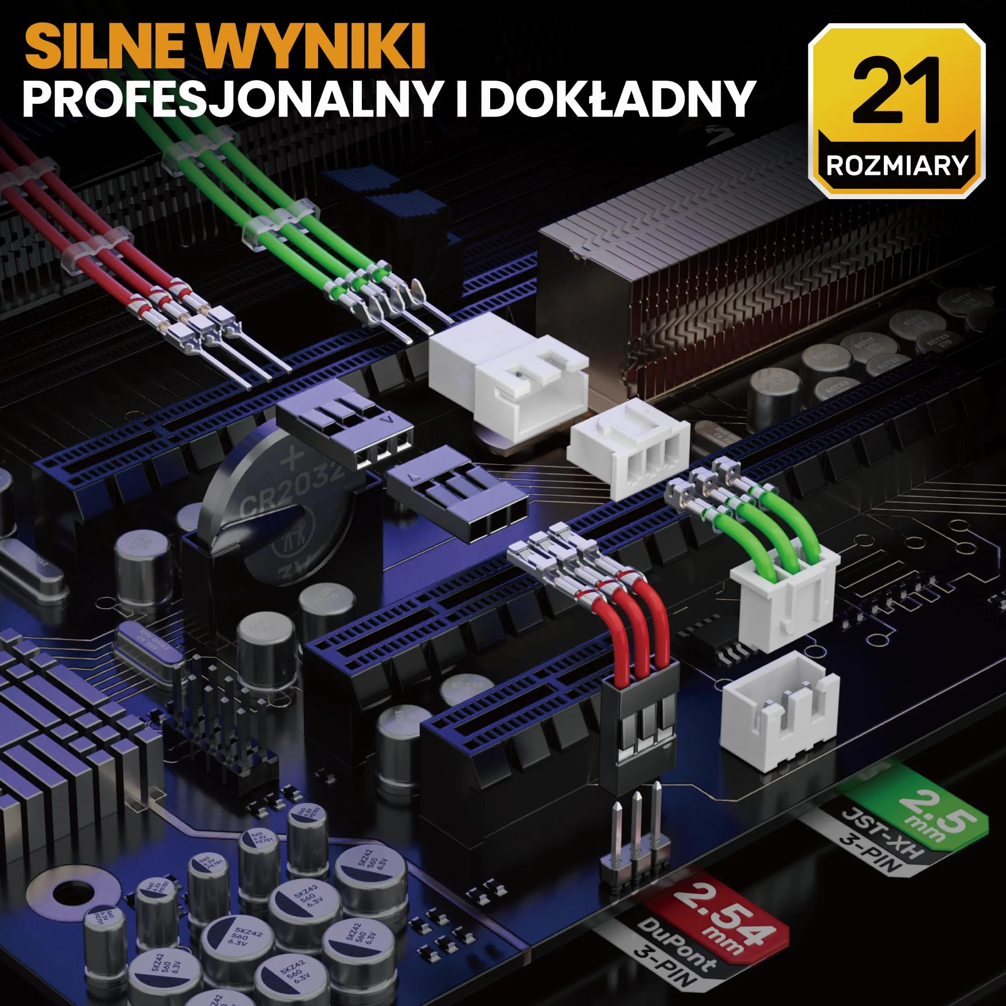 SOMELINE Zestaw wtyczek szczypiec do zaciskania, zestaw wtyczek JST-XH 2,5 mm/DP 2,54 mm, dostępnych jest 21 rodzajów szczypiec do zaciskania 0,05-0,5mm² (AWG 30-20)
