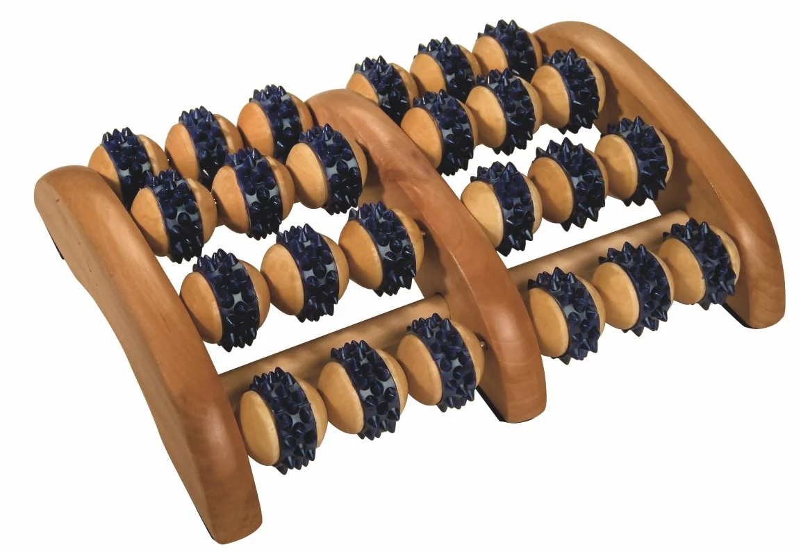 Rolka do masażu stóp Croll i Denecke z drewna, 2 x 4 rolki