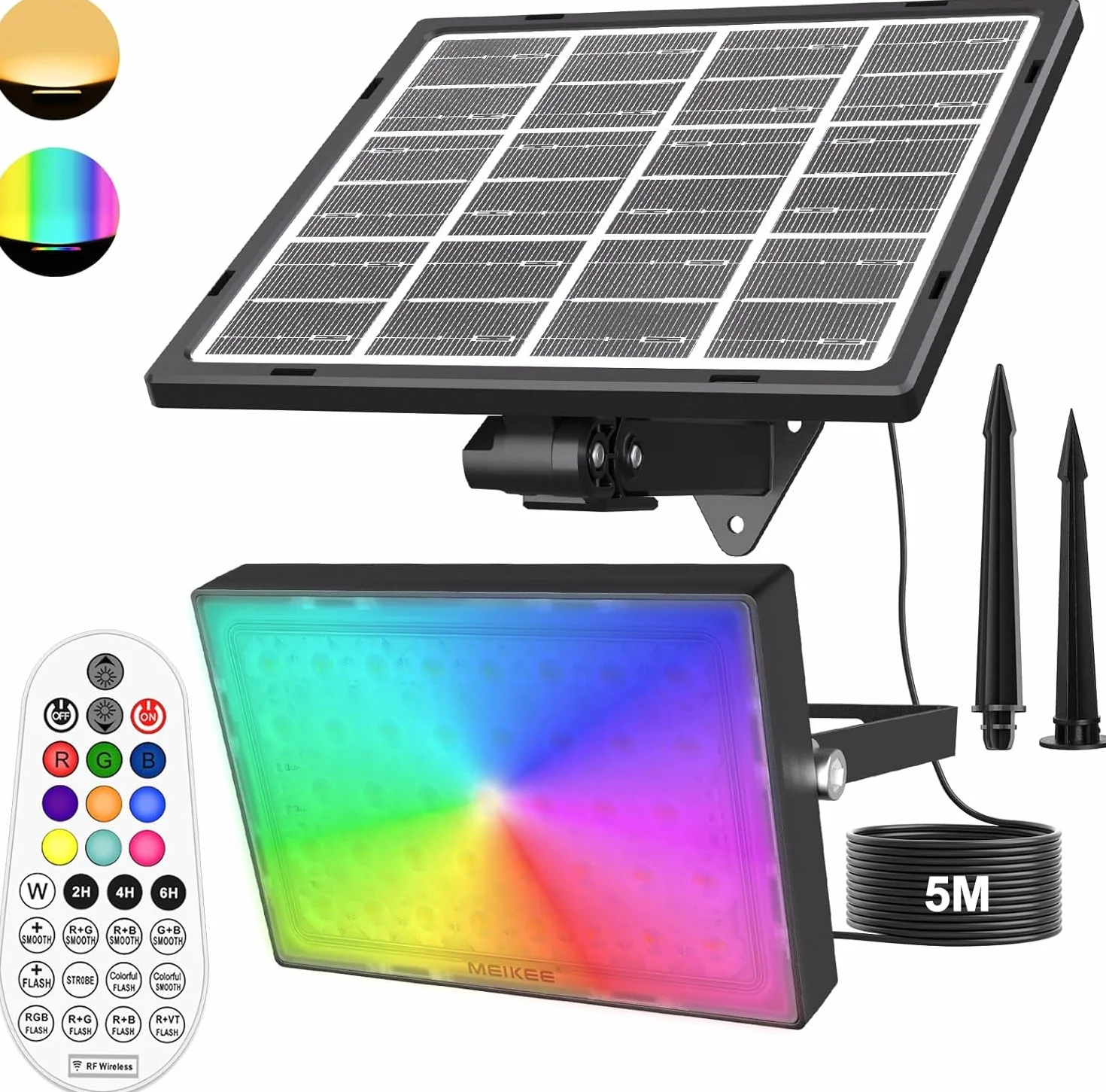MEIKEE Reflektor LED RGB 30W IP66 z pilotem RF 360° 10 kolorów 12 trybów timer