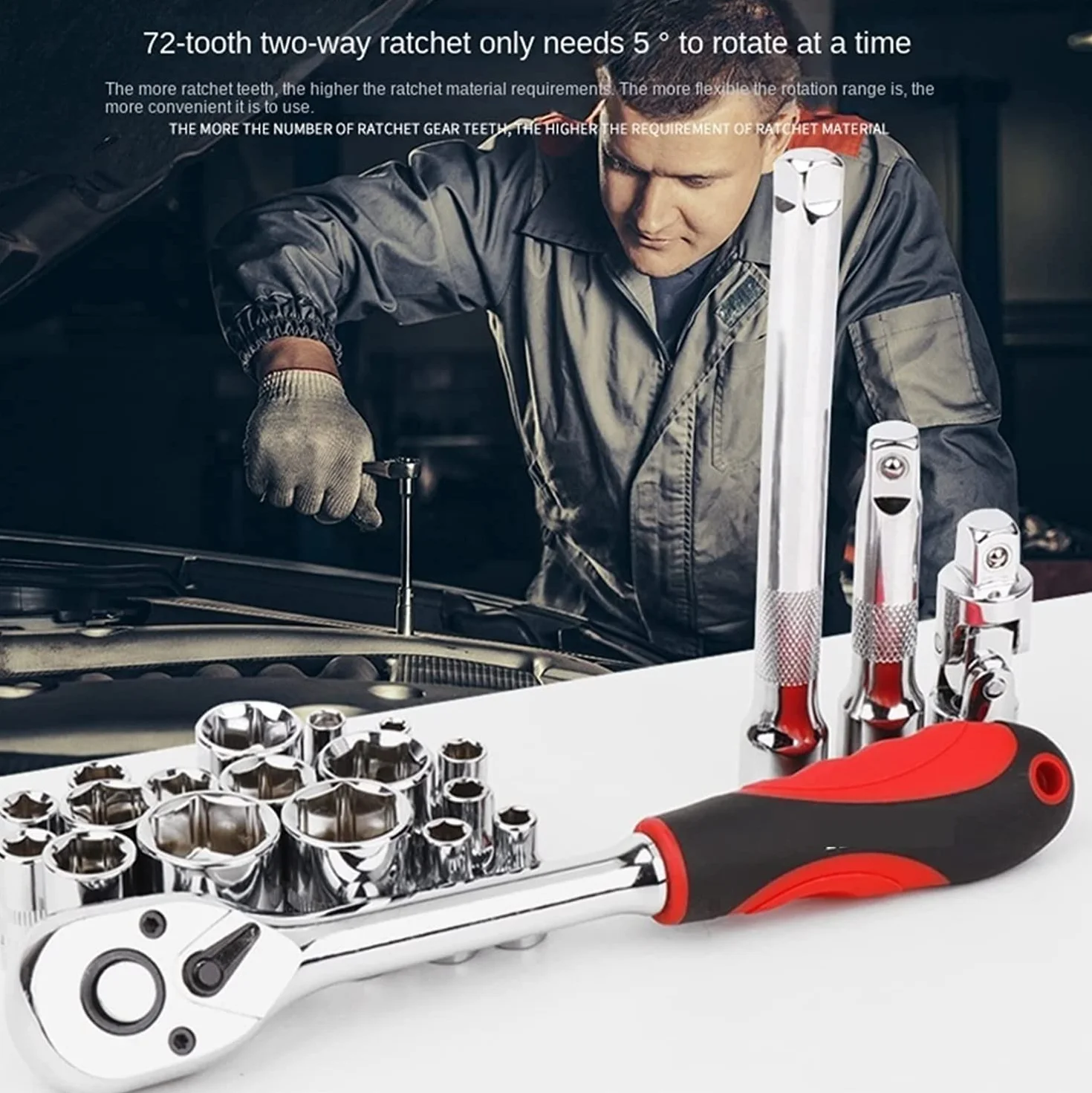 Narzędzie do naprawy samochodu klucz dynamometryczny z grzechotką klucz śrubokręt zestaw gniazd Combo zestaw narzędzi rower narzędzie do naprawy samochodów mechanik