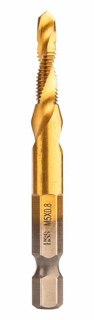 NEO TOOLS Gwintownik HSS powłoka TiN HEX 1/4" dla profesjonalistów i majsterkowiczów Maksymalna prędkość obrotowa: 1000 obr./min, jednoczesne wiercenie i gwintowanie