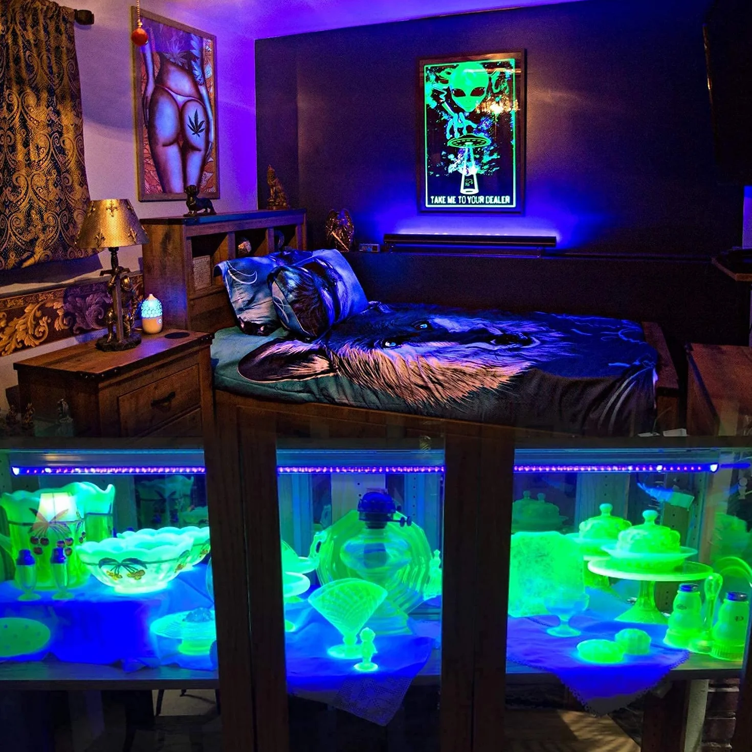 Czarne Światło UV Elegantede 10 W Bar 48 Diod LED Liliowe na Imprezy Halloween Blacklight Plakat Oświetlenie