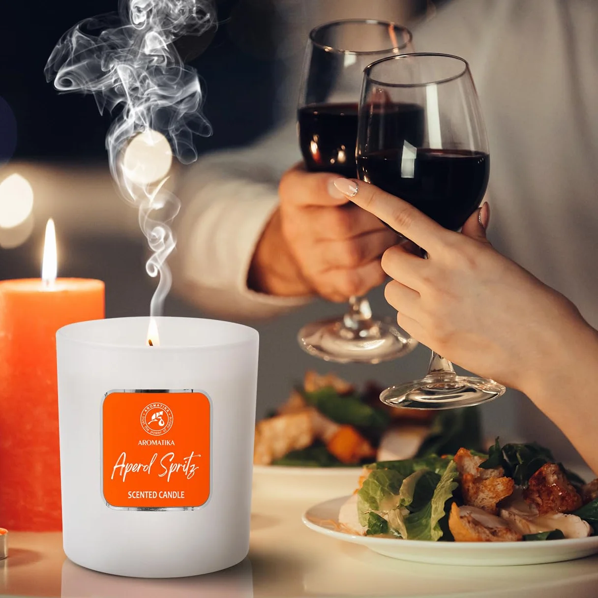 Scented Soy Wax Candle Aperol Spritz 200g, Aromatherapy Fresh Scent Glass Home Air Freshener Gift