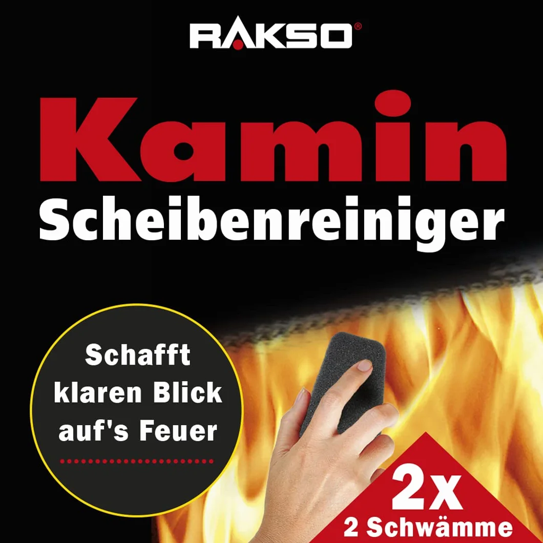 RAKSO Środek do czyszczenia szyb kominkowych – 4 czyściki do szyb kominkowych, 2 x 2 szt. – środek do czyszczenia kominka, do czyszczenia szyb kominkowych, do czyszczenia kominka, kominka