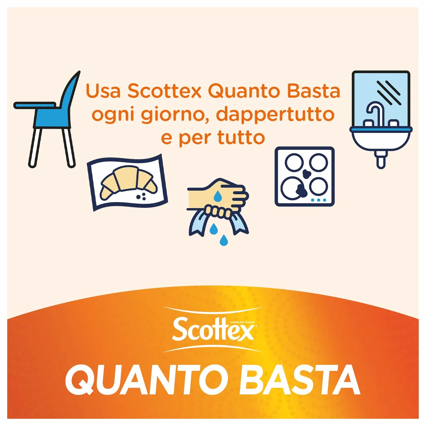 Scottex Quanto Basta, papier kuchenny, możliwość połowicznego rozdarcia, opakowanie 24 rolek maxi