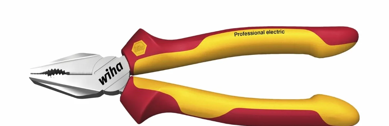 Wiha Alicates universales Professional electric con DynamicJoint® y OptiGrip con filo de corte extralargo 180 mm, 7" (26708)