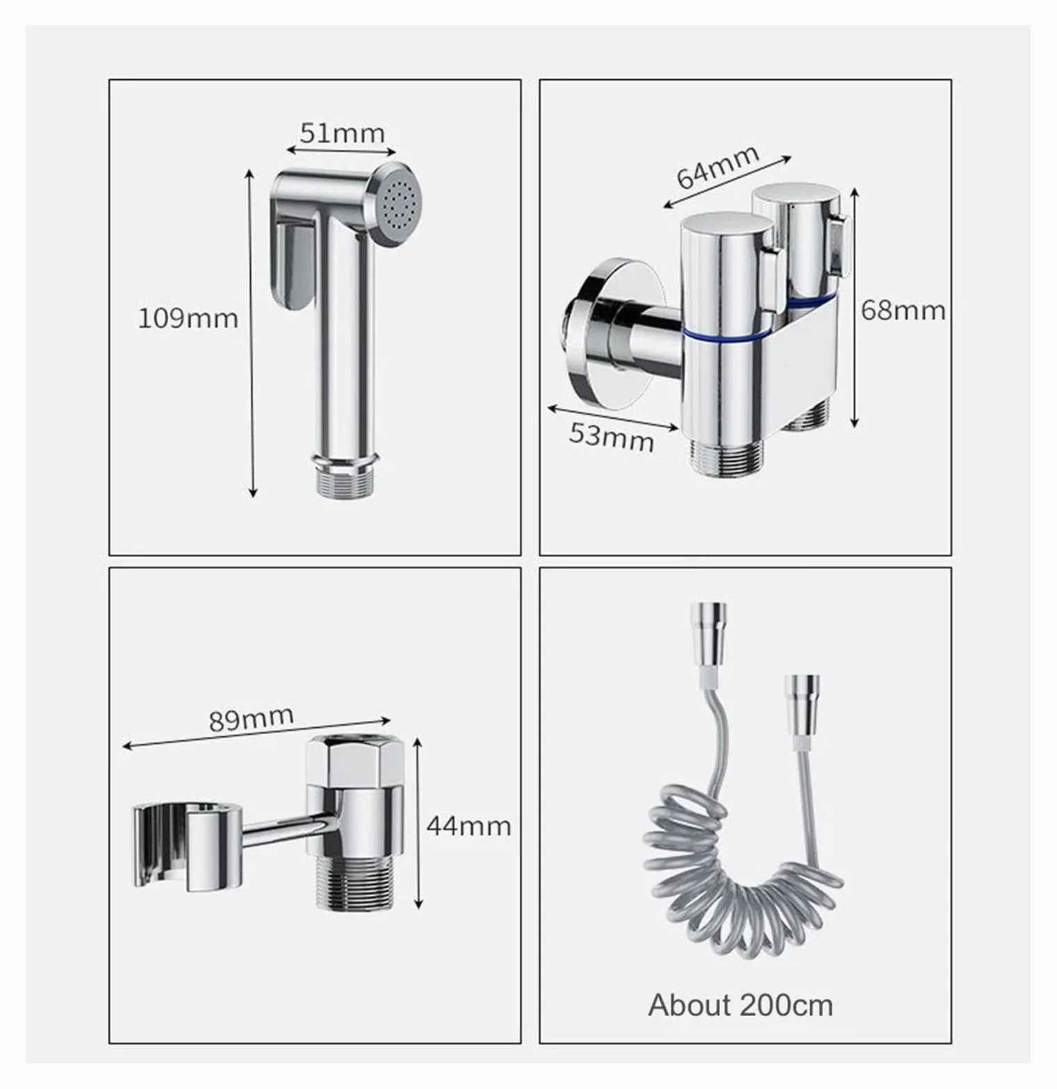 Mosiężne baterie bidetowe, zestaw bidetowy ręczny, dźwig toaletowy, higieniczny prysznic łazienkowy, chromowany, bateria umywalkowa, chromowana bateria bidetowa,Chrome Bidet Faucet-A
