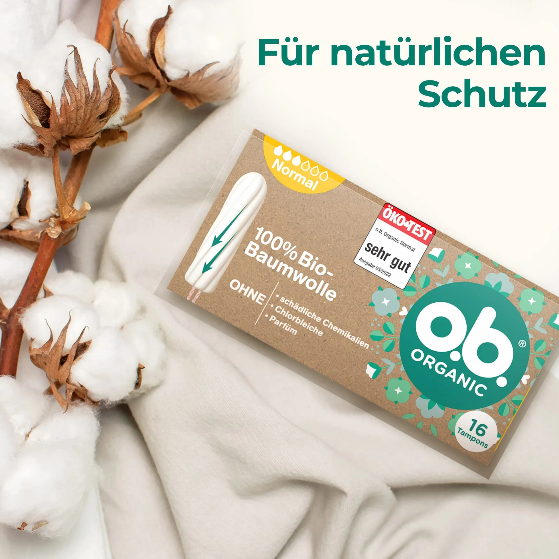 o.b. Organic Normal tampony 100% bawełny ekologicznej 16 sztuk