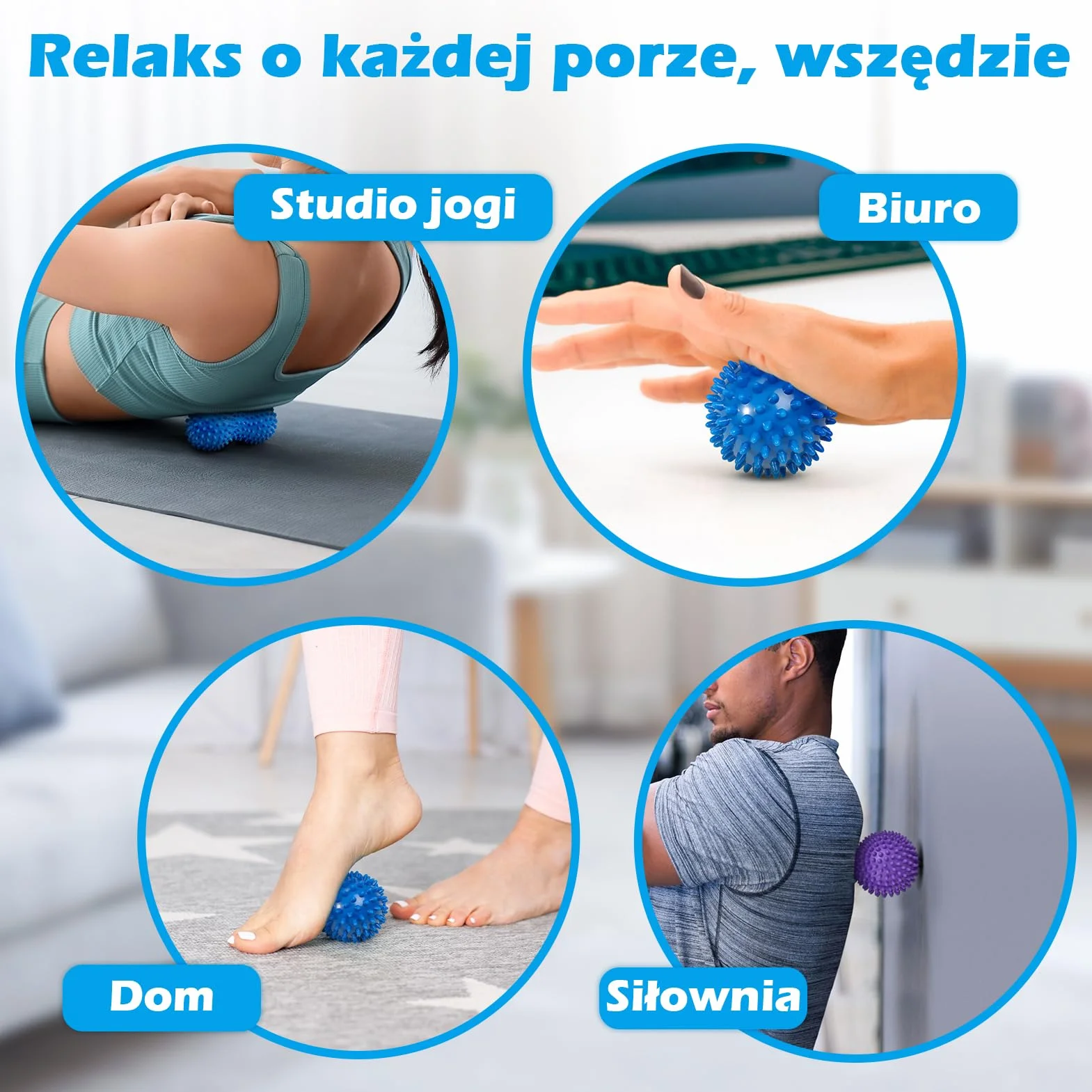 Kolczasta piłka do masażu, twarde wałki do masażu fizjoterapeutycznego, masaż głębokich tkanek