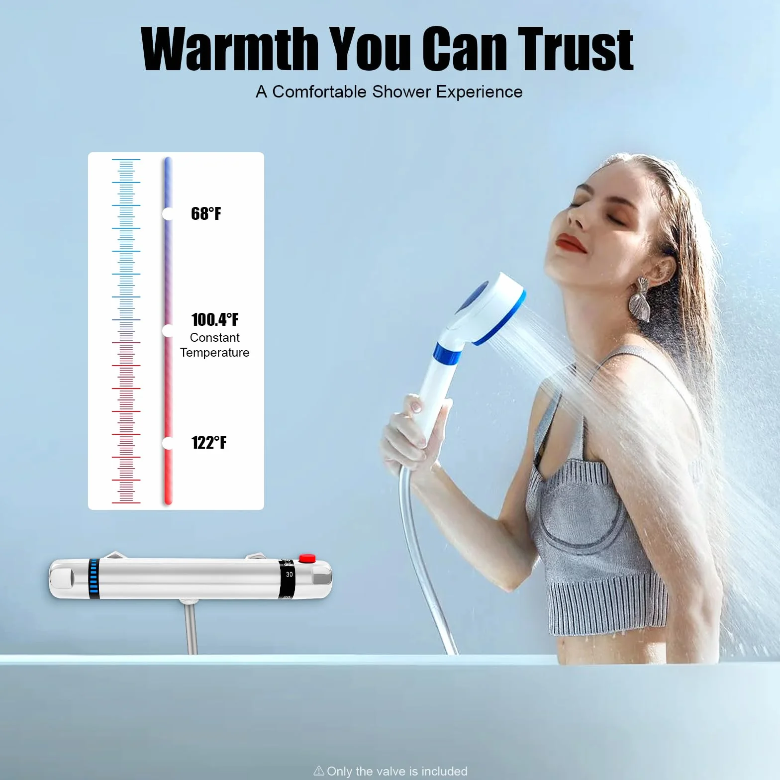 Armatura prysznicowa z termostatem, termostatem natynkowym, z przyciskiem bezpieczeństwa 38°C, armatura prysznicowa z mosiądzu, armatura prysznicowa