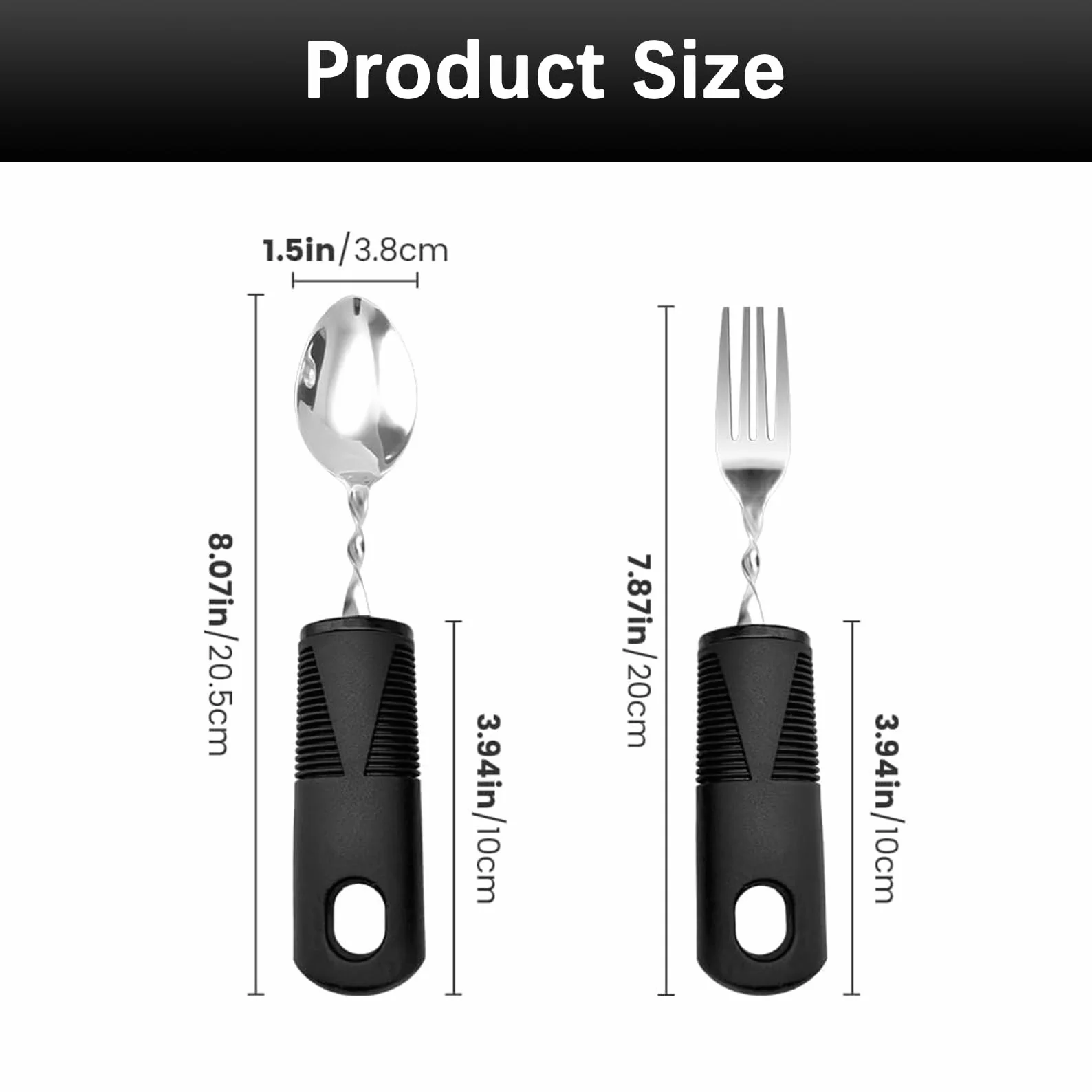 2 sztuki sztućców, sztućce dla osób niepełnosprawnych, Parkinson Cutlery with Thick Handle, Cutlery for Parkinson Seniors Disabled,Parkinson Aid,dla osób starszych, artretyzmu, choroby Parkinsona,