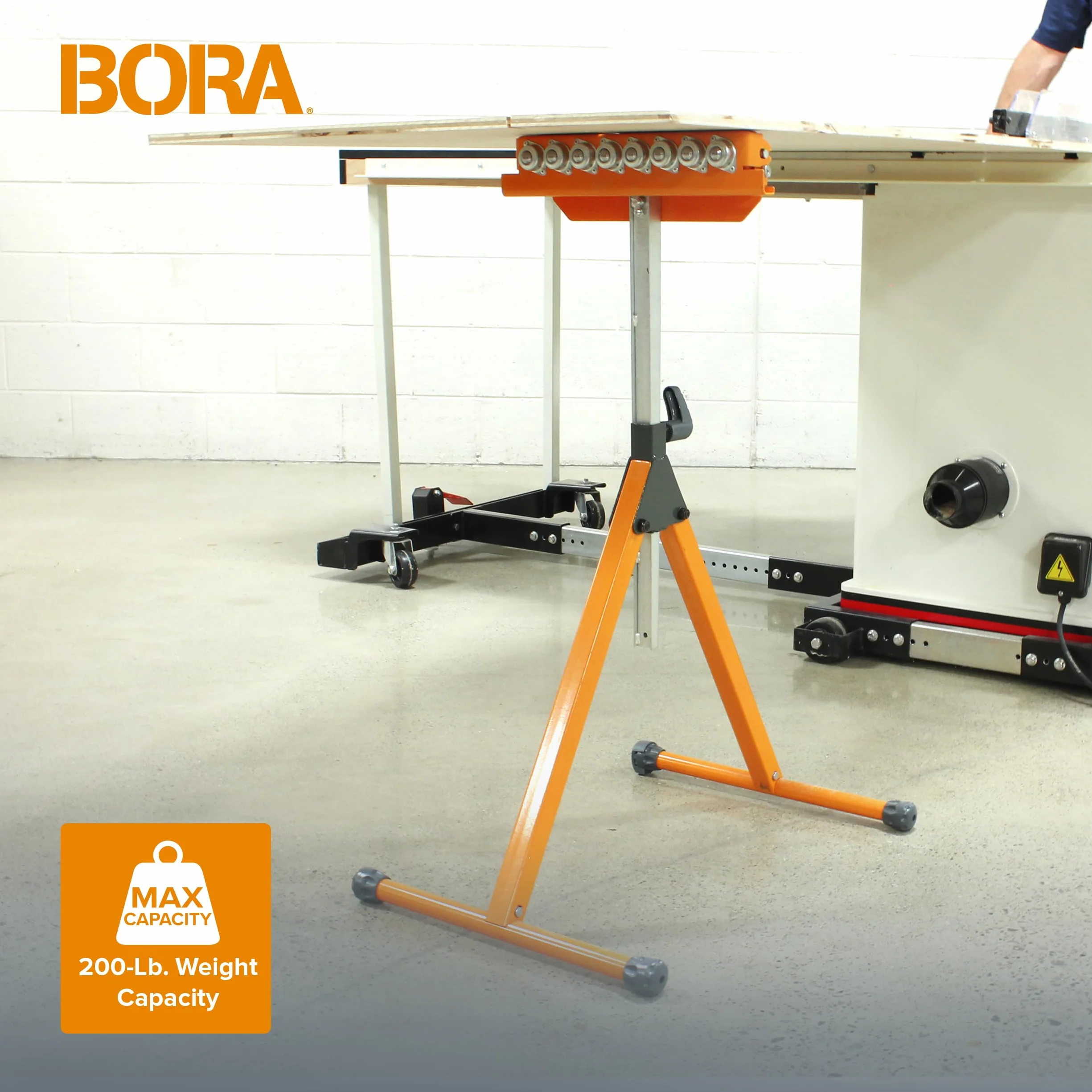 BORA Portamate PM-5093 trójfunkcyjny wałek cokołowy 28,5 cm stal polerowana łożyska kulkowe wielokierunkowe rolki