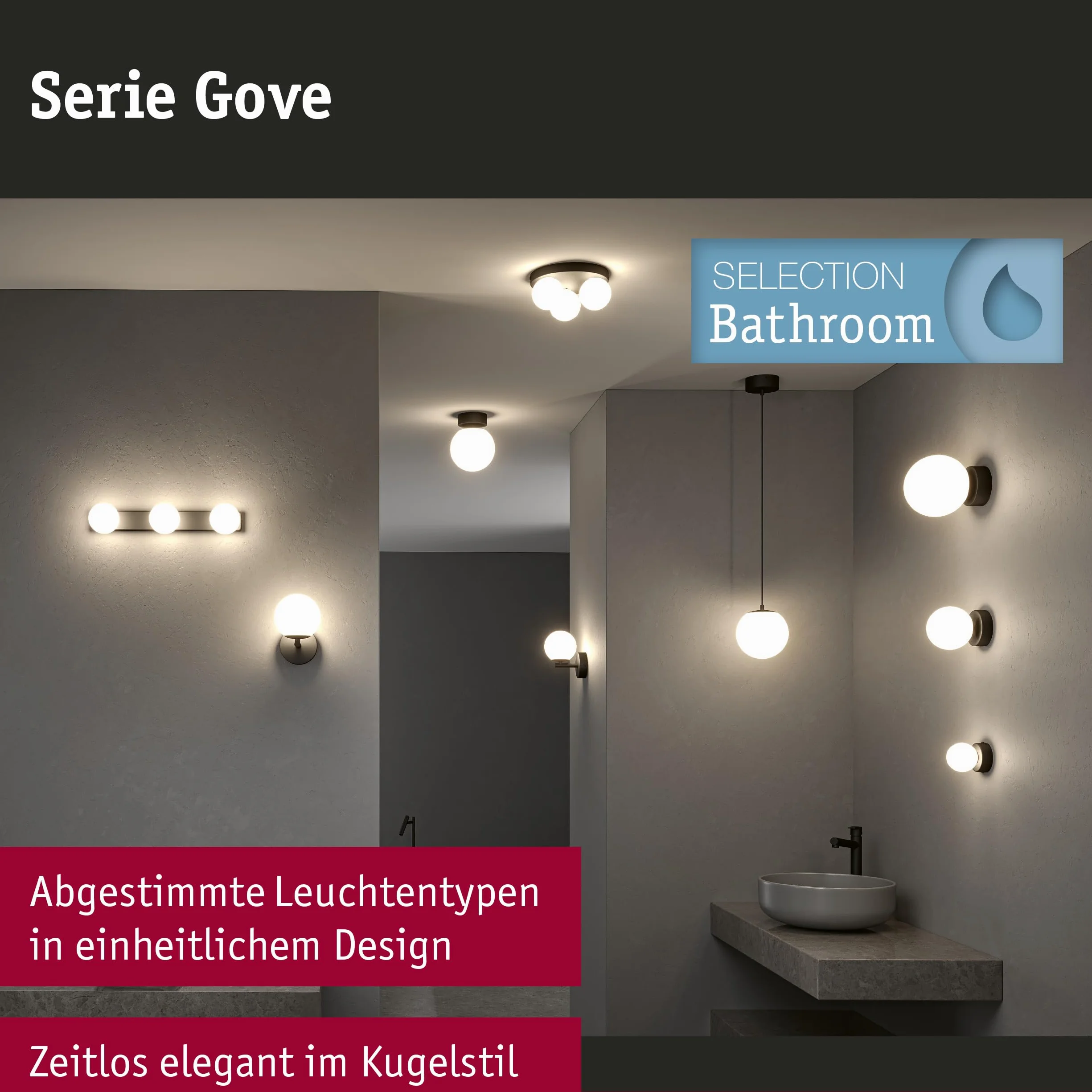 Paulmann Gove LED oprawa naścienna IP44 3000K 400lm 230V 5W czarny matowy