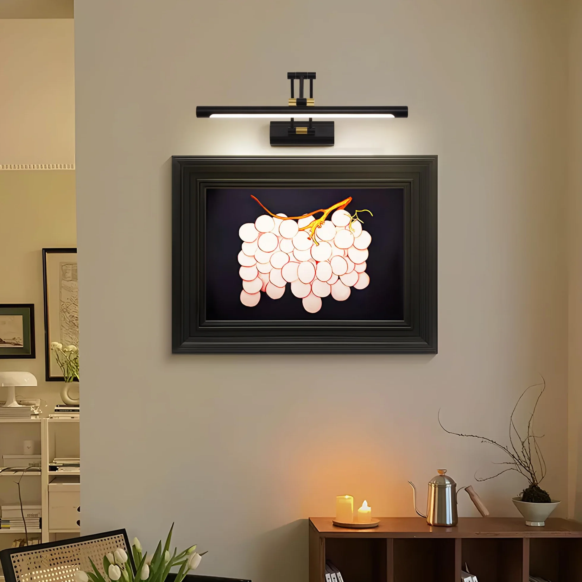 8W Lampa ścienna LED na lustro łazienkowe, 43cm nowoczesne oświetlenie obrazu, oświetlenie łazienkowe, 4000K oświetlenie wewnętrzne garderoba obraz olejny make-up 270° obracana