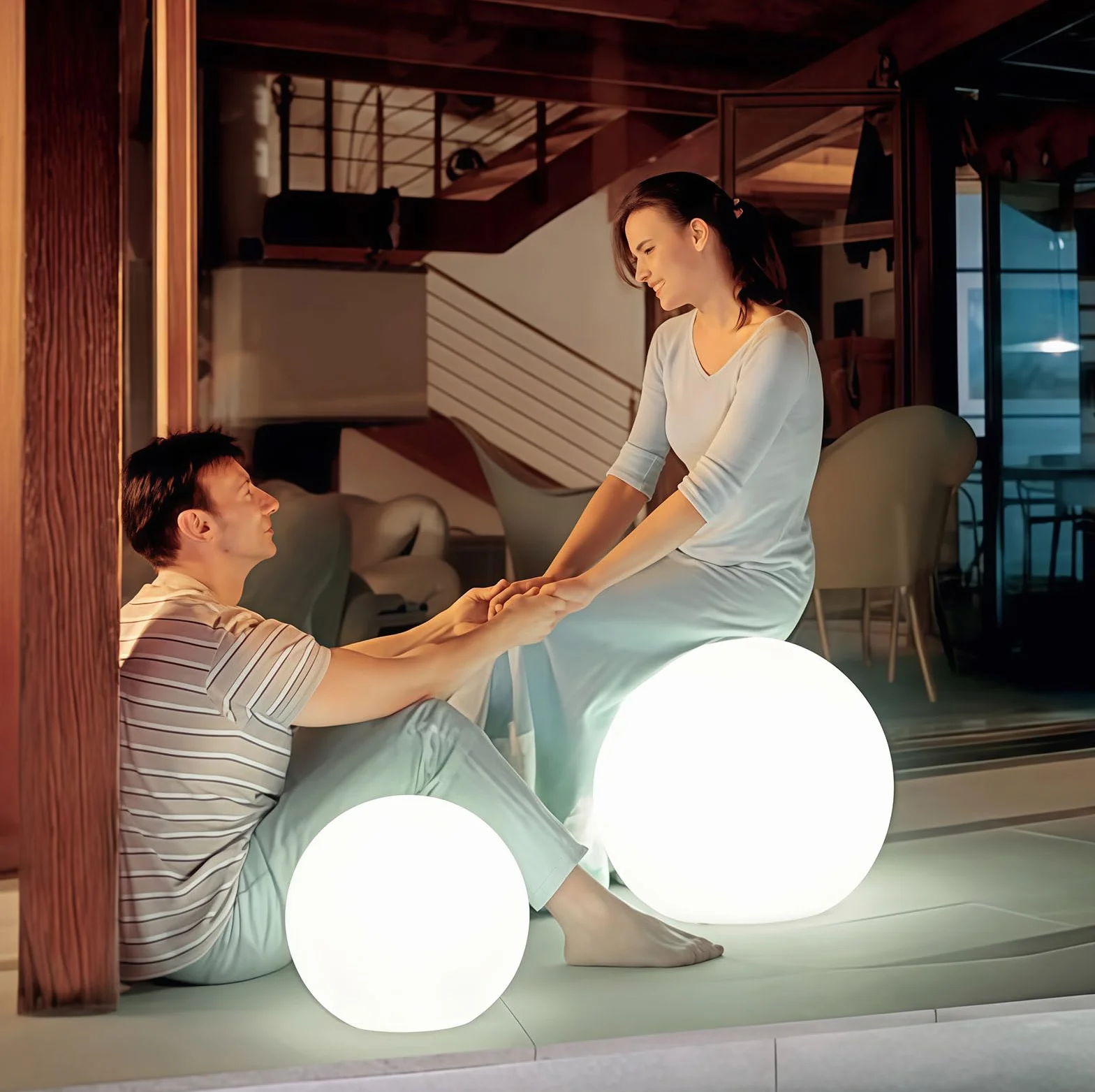 Mr.Go 40cm LED Kugelleuchte Wasserdichte Außenlampe mit Farbwechsel RGB 16 Farben Fernbedienung