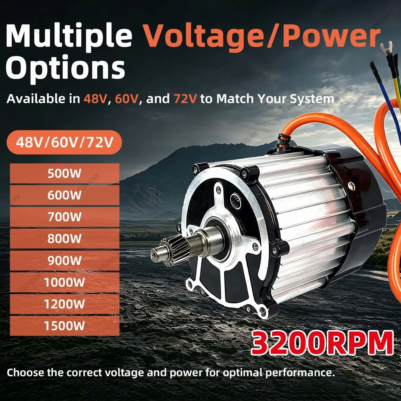 Silnik Trójkołowy Elektryczny 3200 Obr./Min, 48v / 60v / 72v | Silnik Z Magnesem Trwałym, 48v / 60v / 72v Z Rdzeniem Z Czystej Miedzi, Niski Poziom Hałasu, Do Elektrycznych Quadów