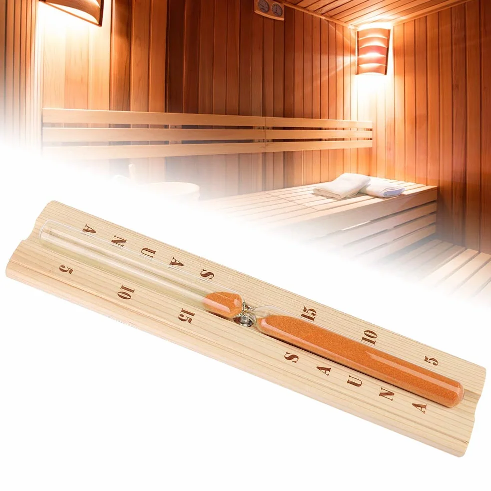 ciciglow Sauna klepsydra, dekoracyjny dokładny drewniany zegar do sauny grzewczej 15 minut uchwyt ścienny z tworzywa sztucznego do sauny do spa