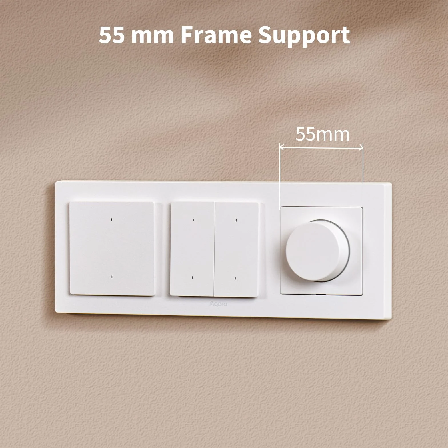 Aqara Inteligentny Ściemniacz H2 EU -Thread/Zigbee, 2-w-1 Neutralny, 200W, do ściemnialnych świateł LED/CFL/incandescent/Halogen/ELV, Obsługowanie Apple Home, Alexa, Google Home, Matter (Biały)