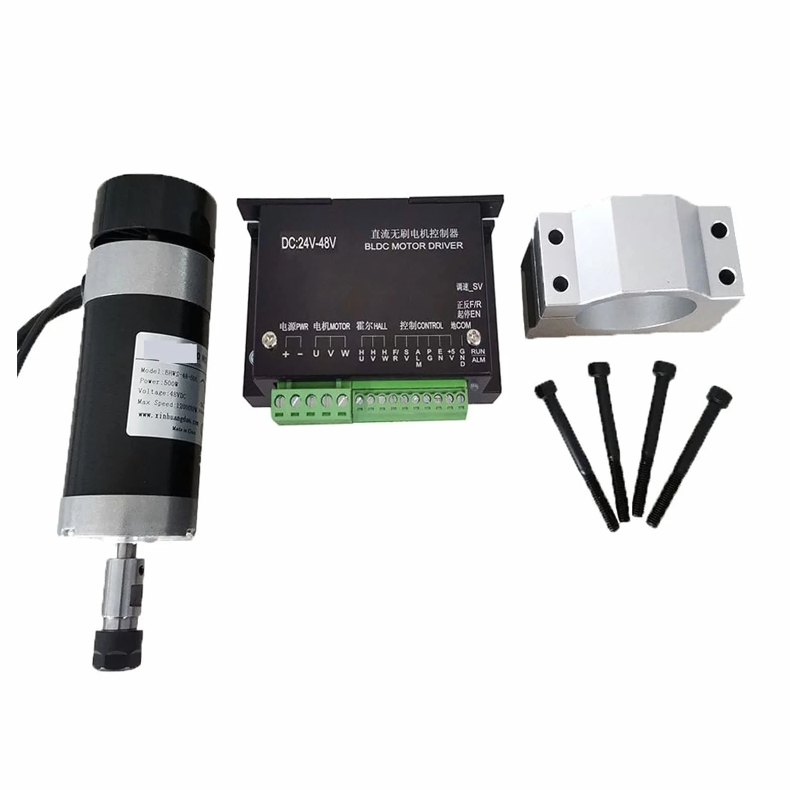 Silnik wrzeciona, 500 W wysokim prędkości bezszczotkowania silnik przełączający zasilacz silnika Silnik Silnik 5 5 5 mm Wspornik zacisków ER11 Collet Chuck(Spindke Kit 1)