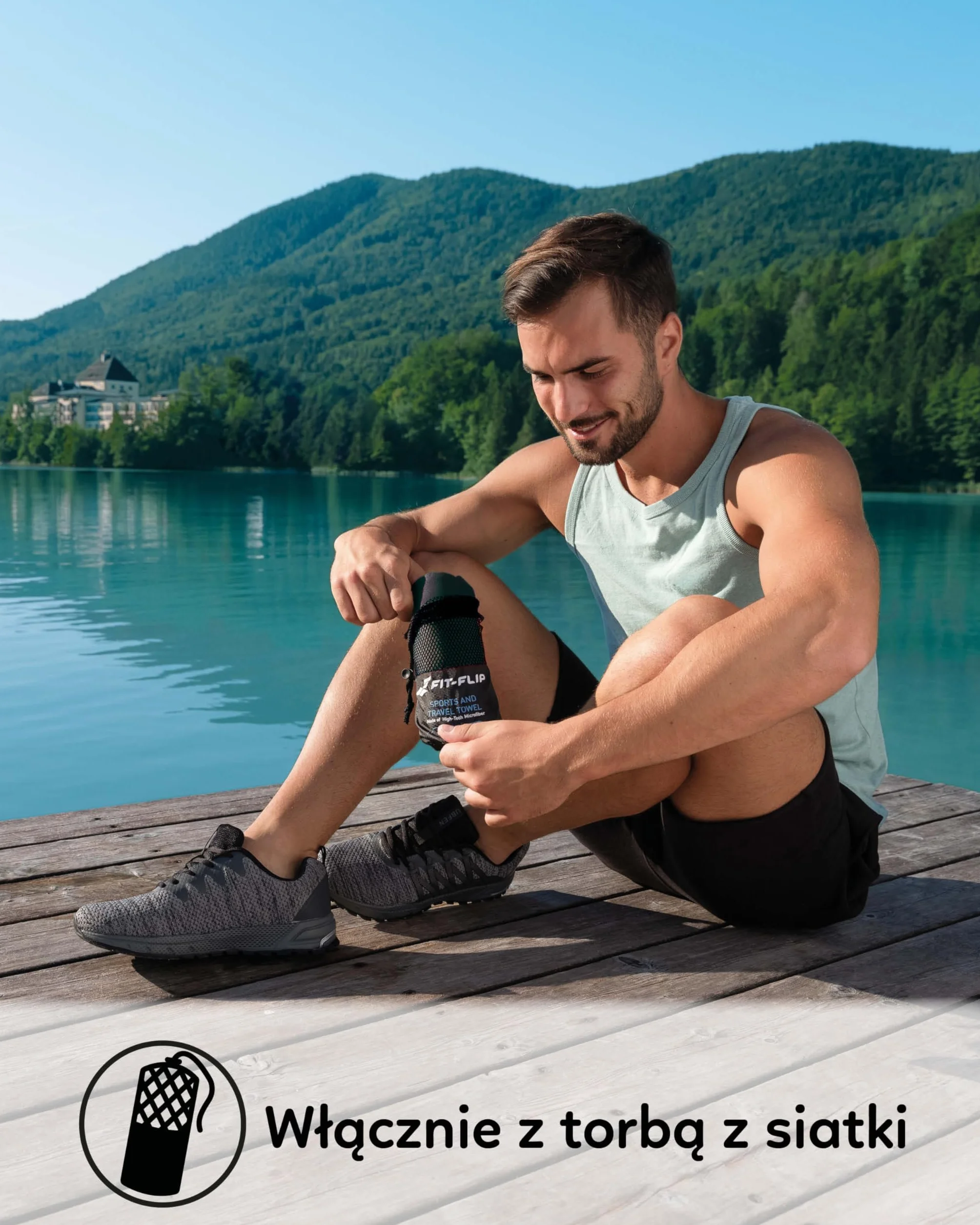 Fit-Flip Ręcznik z mikrofibry - kompaktowy, ultralekki i szybkoschnący - ręczniki z mikrofibry - idealne ręczniki sportowe, plażowe i podróżne - (1x 30x50cm Czarny)