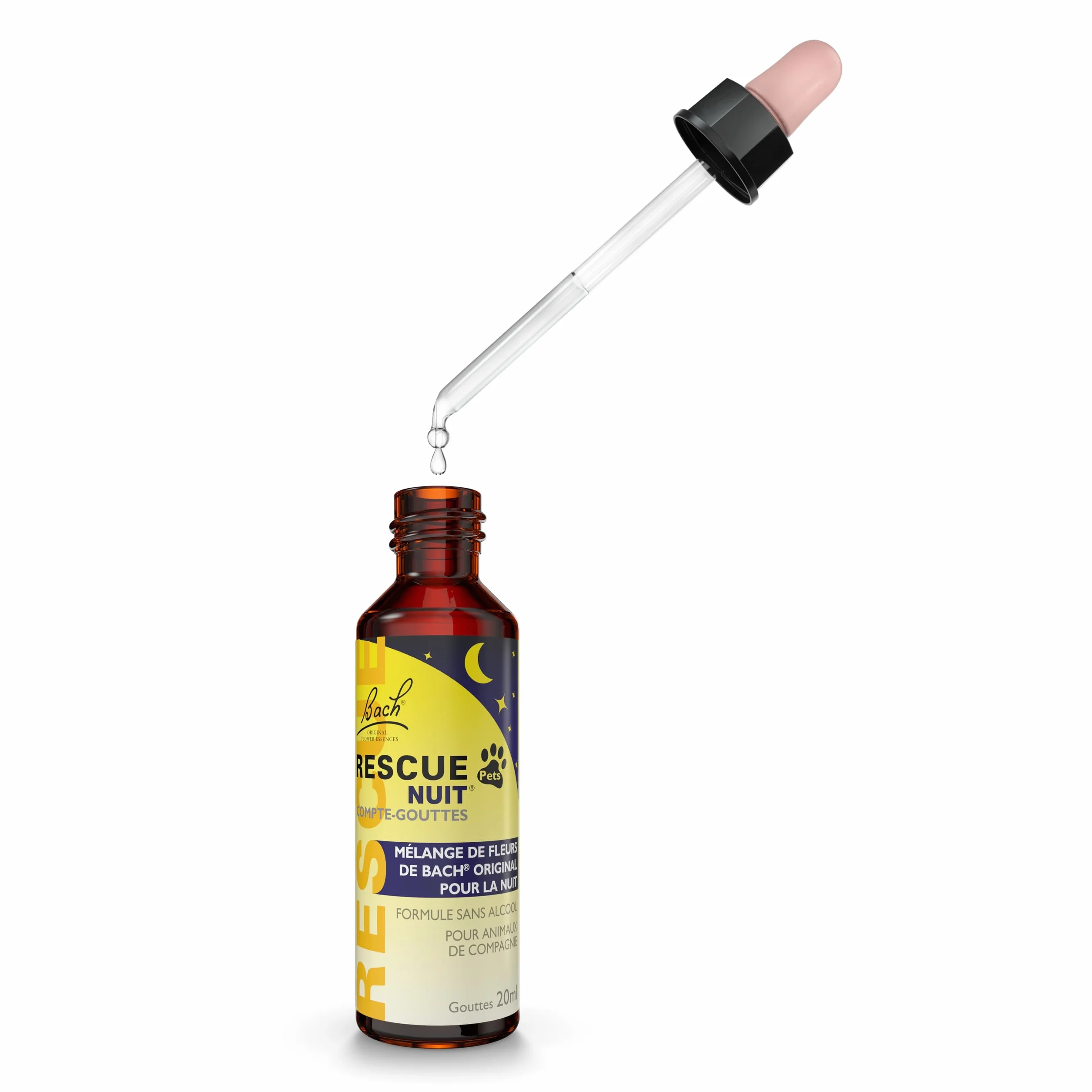 RESCUE Pets Night Drop 20 ml spokój dla zwierząt domowych naturalne i wegańskie