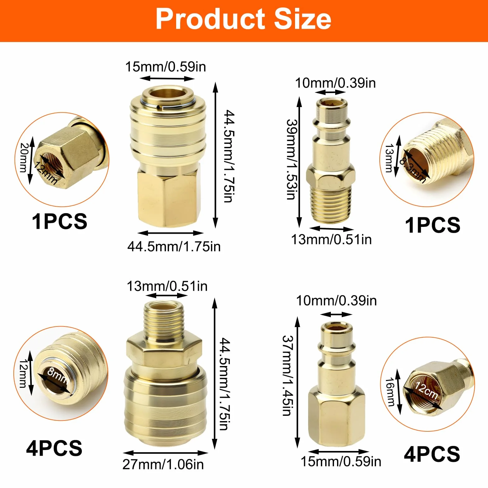 10 sztuk euro szybkozłączka 1/4" BSP, złączka sprężonego powietrza, złączki do sprężarki powietrza, węży, kompresorów"}