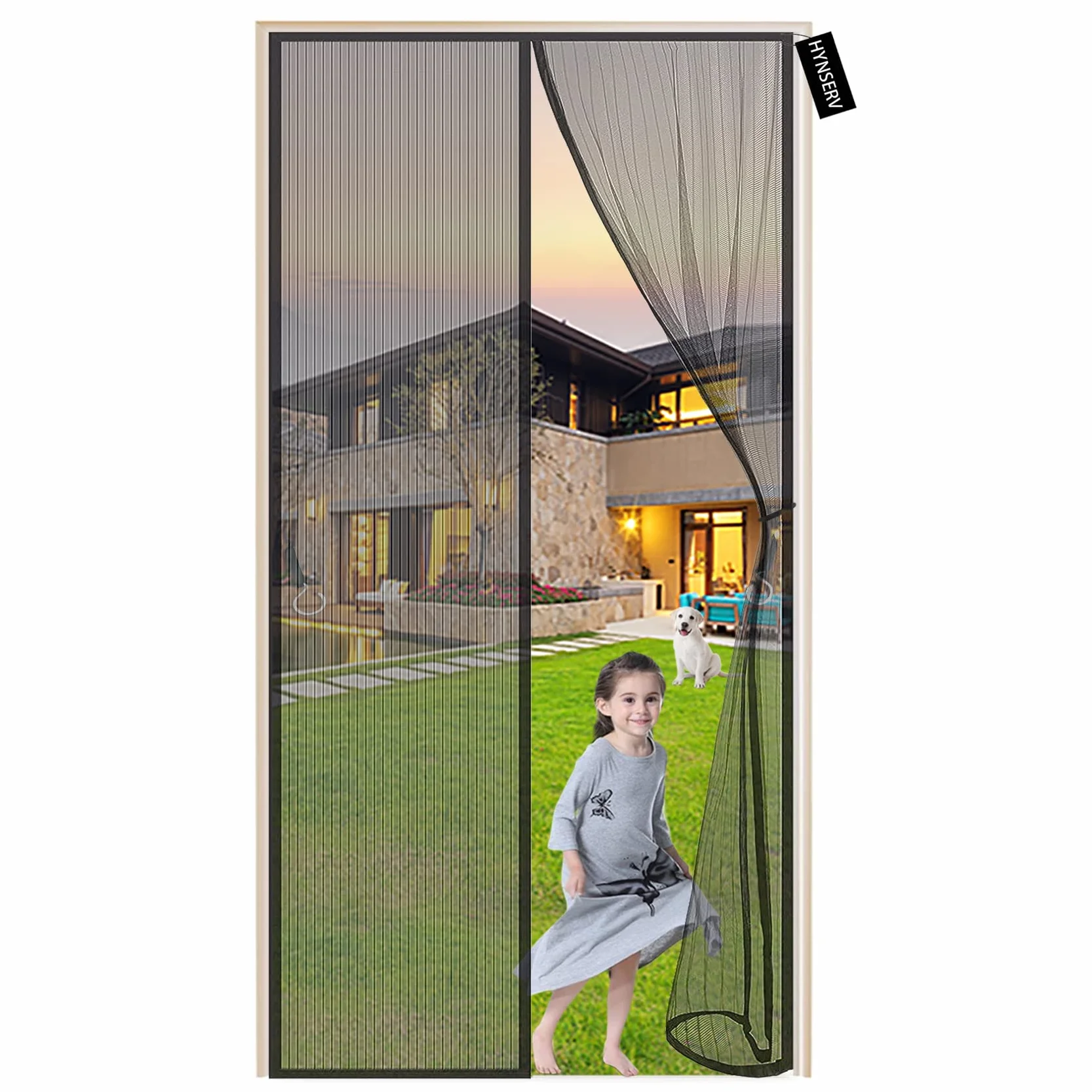 Drzwi moskitiery 170x230 cm Wytrzymała kurtyna siatkowa z magnesami - Uszczelka Automatycznie Drzwi chroniące przed owadami Bez szczeliny - na drzwi balkonowe Drzwi tarasowe Salon Czarny A