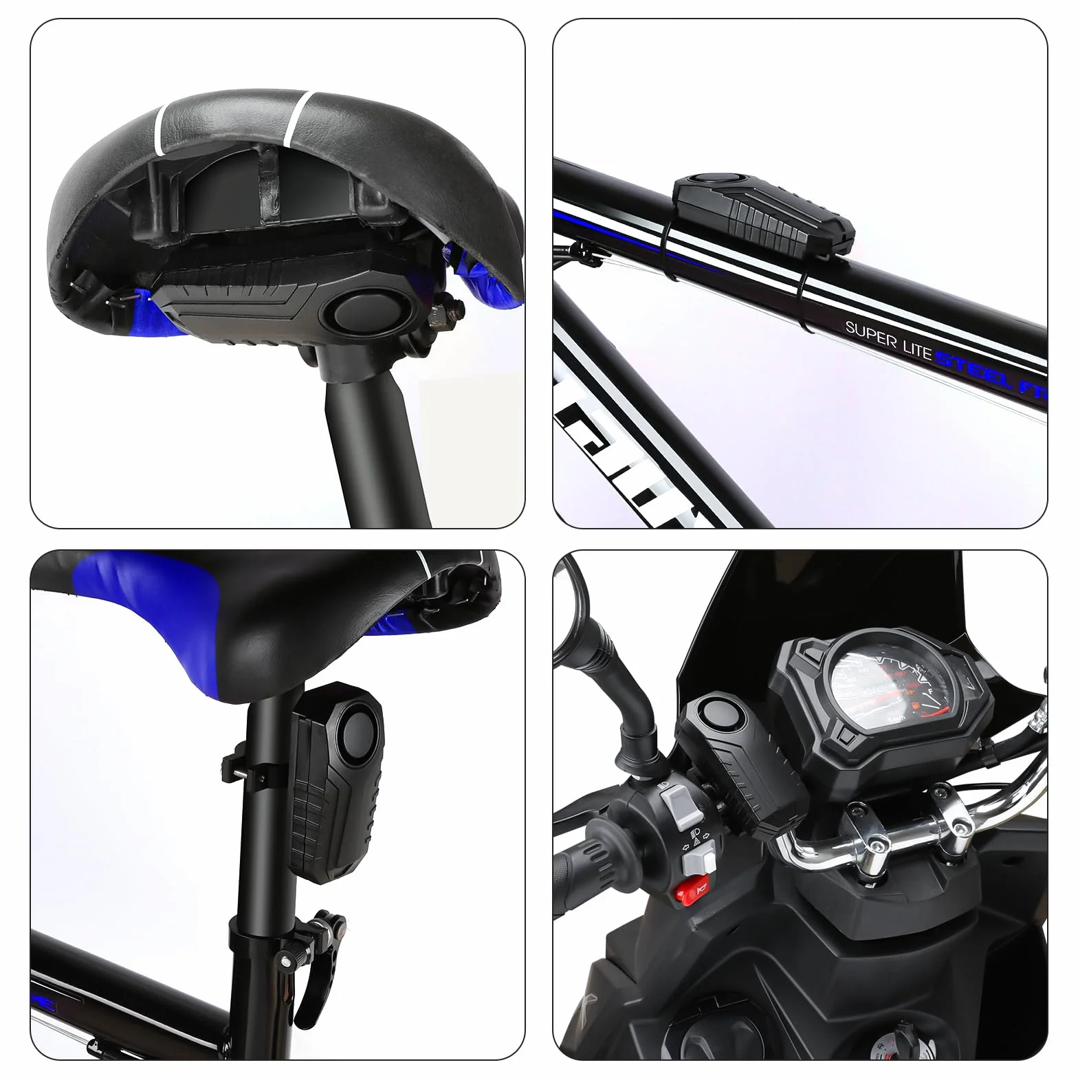 Alarm rowerowy, zabezpieczenie przed kradzieżą 113 dB, z pilotem zdalnego sterowania, czujnik wibracji, wodoszczelny, do motocykli, skuterów, rowerów, drzwi