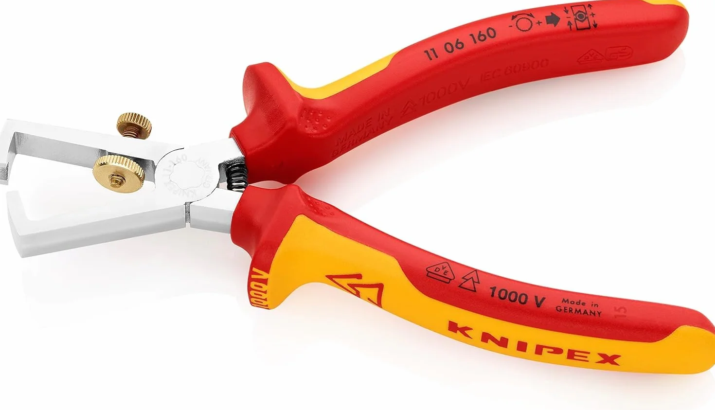 KNIPEX Szczypce do ściągania izolacji Ze sprężyną rozwierającą, uniwersalne w opakowaniu z zawieszką chromowany z wielokomponentowymi, 11 06 160 SB
