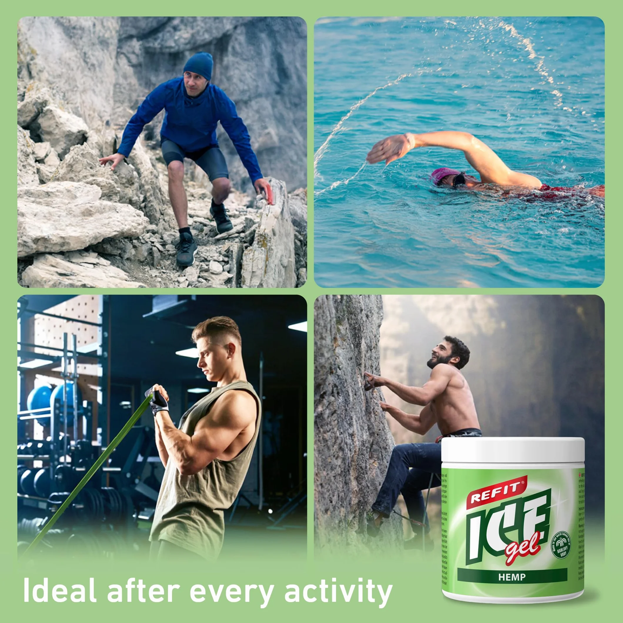 REFIT® Ice Gel z Konopi 230 ml – Orzeźwiający Żel Chłodzący do Masażu Mięśni i Pleców